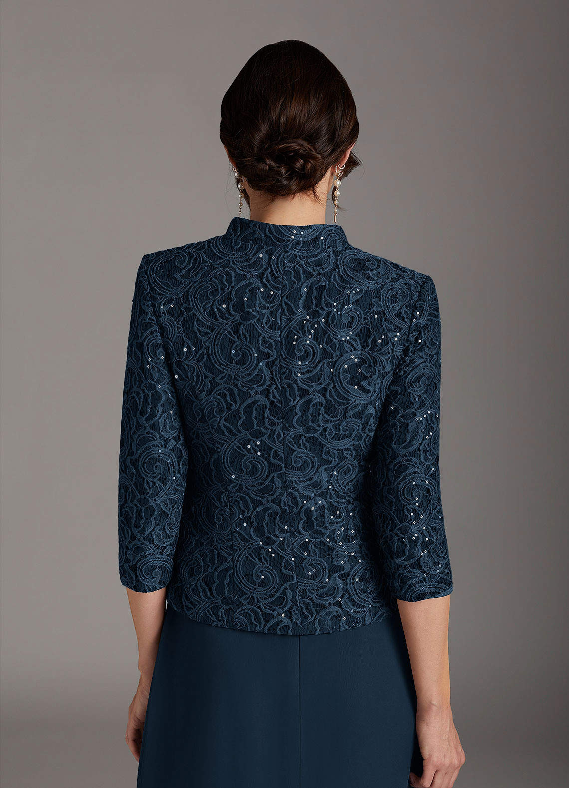 Azazie Cornelia Dark Navy Sheath Square Neckline Sequins Chiffon