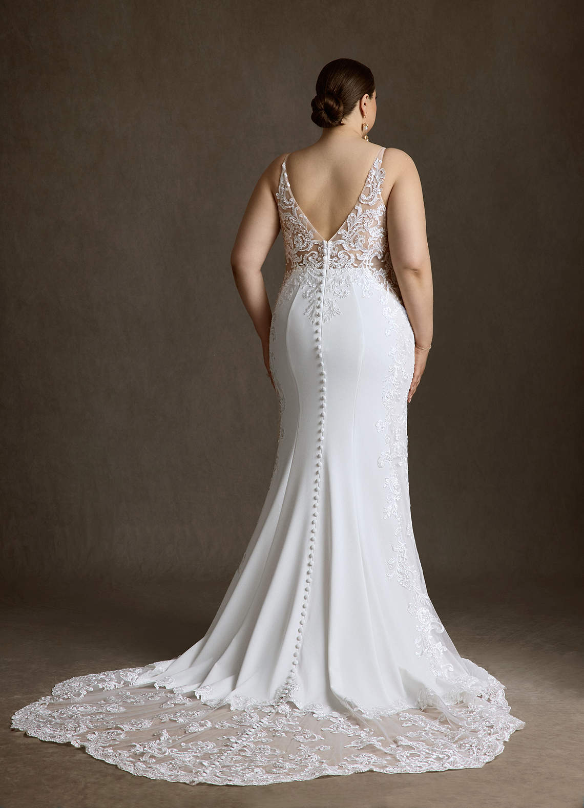 Azazie Estephanie Wedding Dresses Diamond White Mermaid Sequins Stretch Crepe Dress image8
