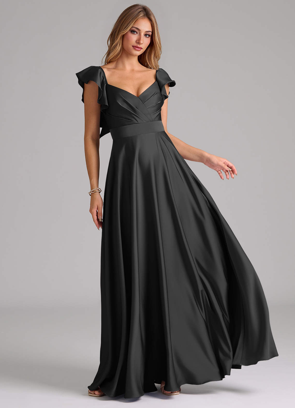 Azazie Leilani Black Stretch Satin Bridesmaid Dresses | Azazie Azazie Leilani Black Stretch Satin Bridesmaid Dresses | Azazie