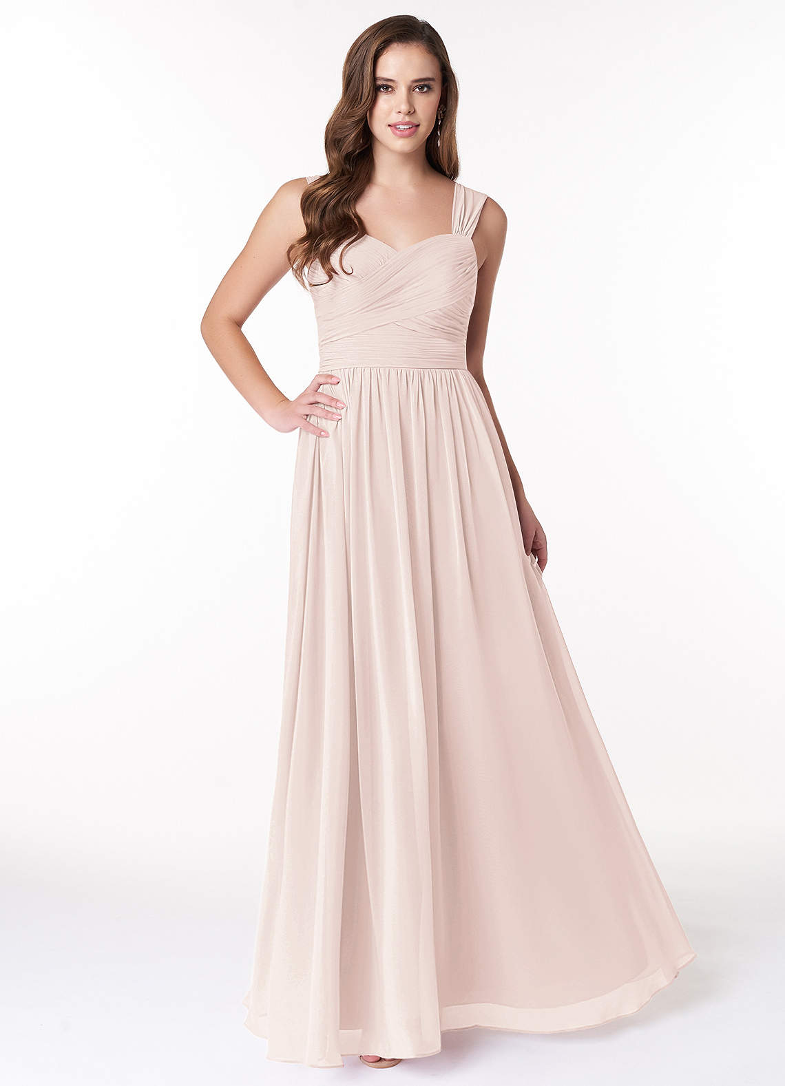Azazie Zapheira Abiti da Damigella Abito A-Line in Chiffon Increspato Petalo Di Rosa image1