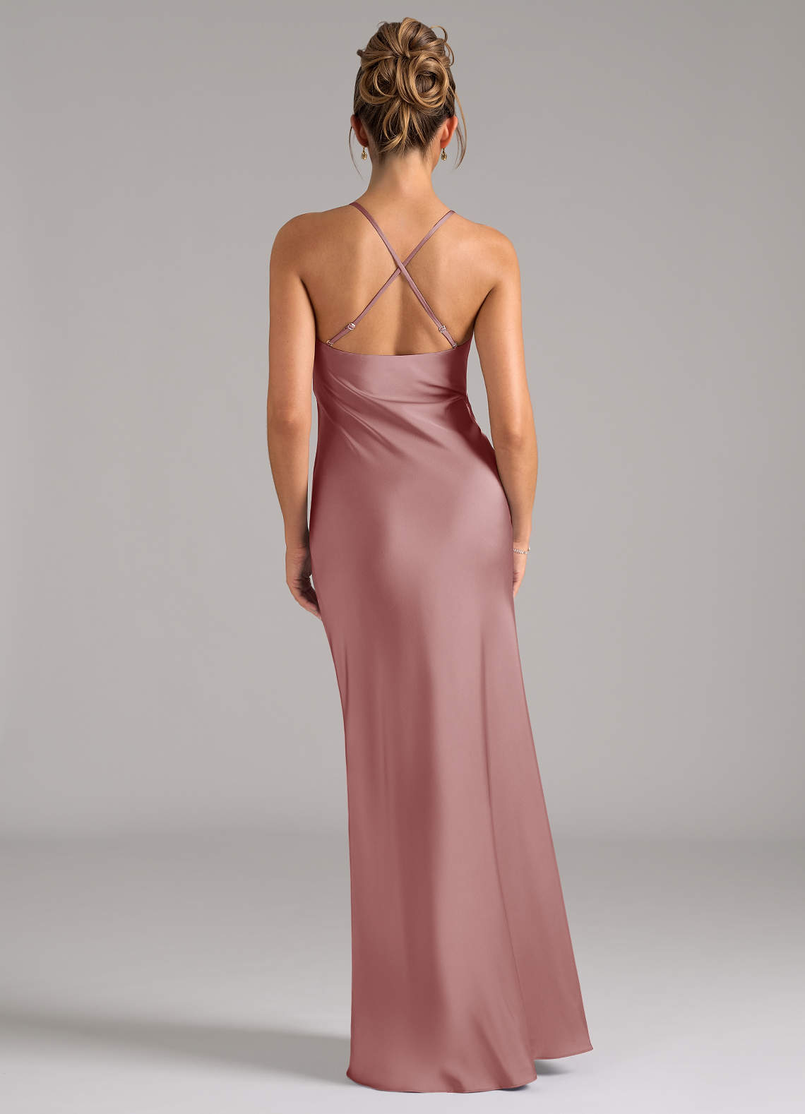 Azazie Tianna Ready to Ship Dusty Rose Stretch Satin Bridesmaid