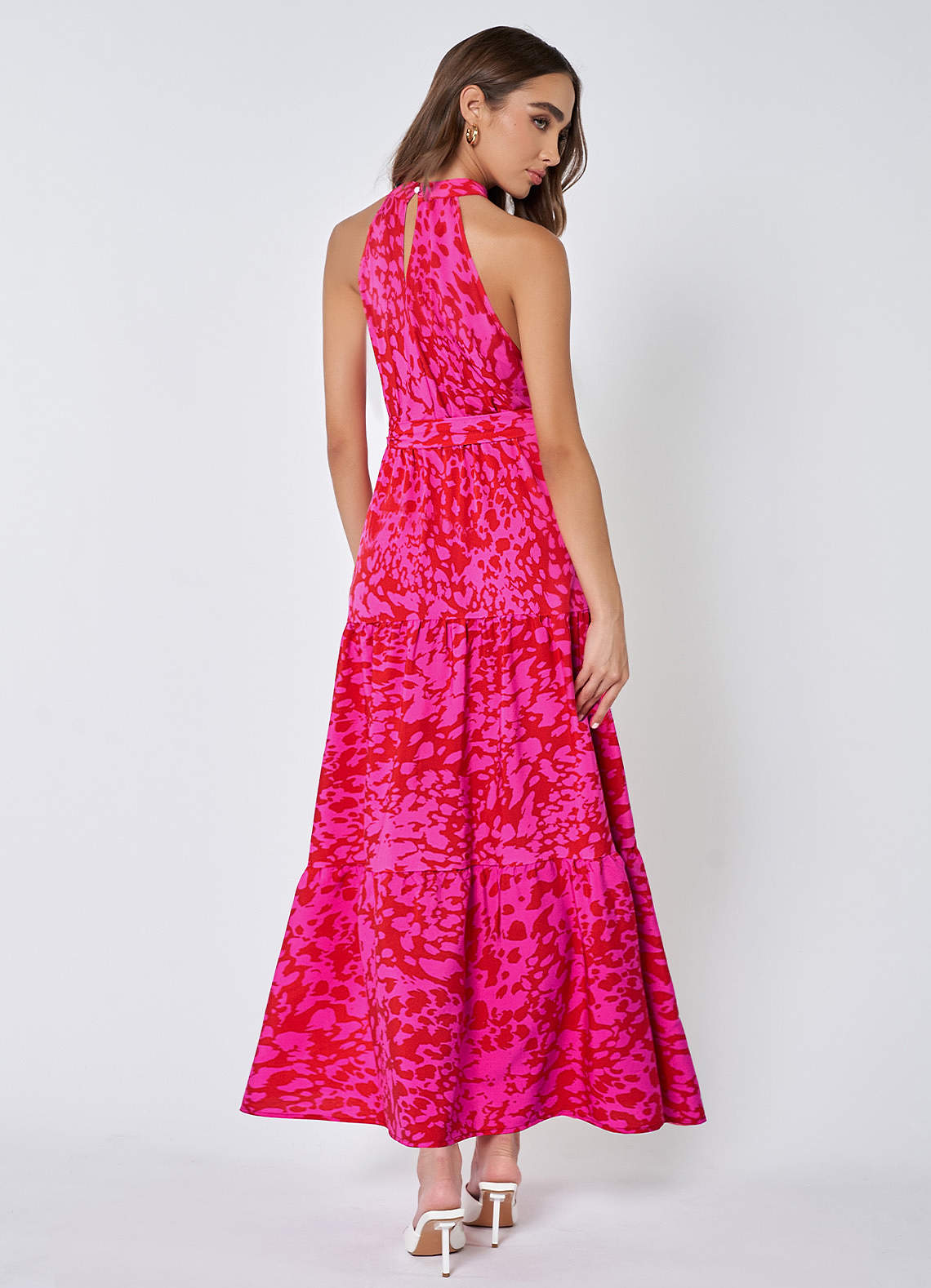 Endless Vacay Hot Pink Print Halter Maxi Dress image1