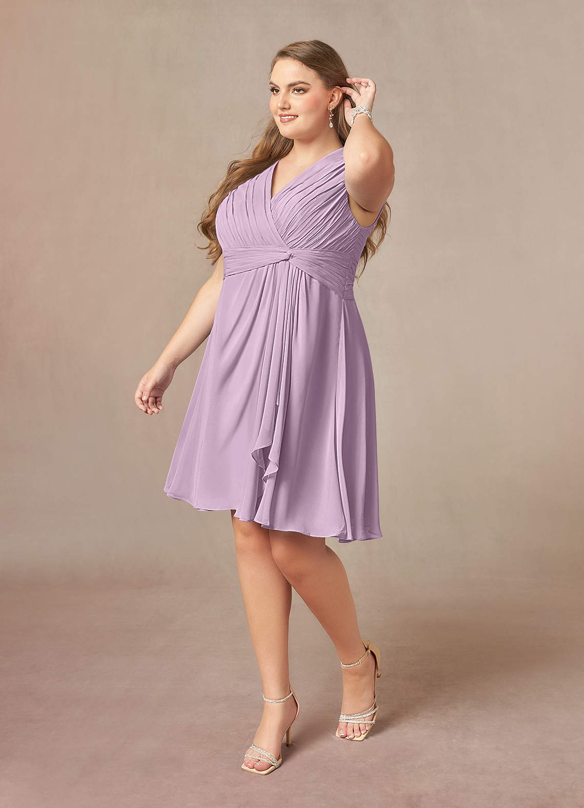 Azazie Theron Mother of the Bride Dresses Wisteria A-Line V-Neck Pleated Chiffon Dress image7