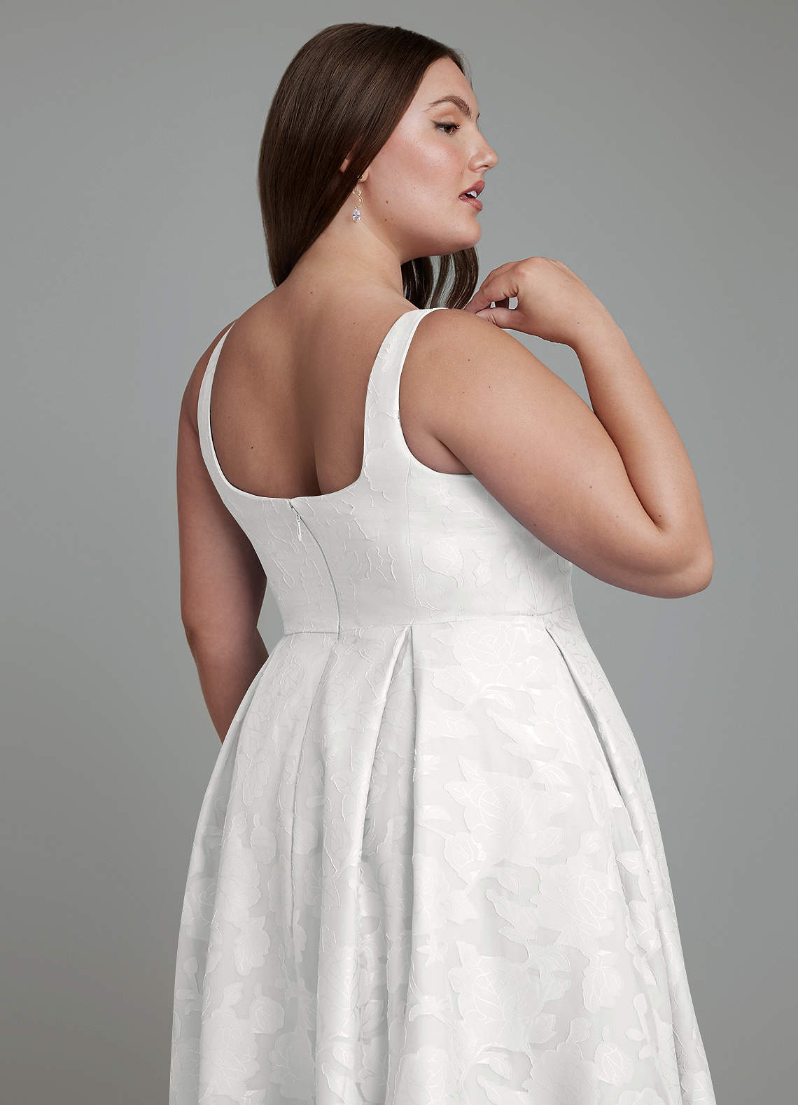 Azazie Amalie Bridesmaid Dresses White A-Line Pleated Floral Burnout Dress image7