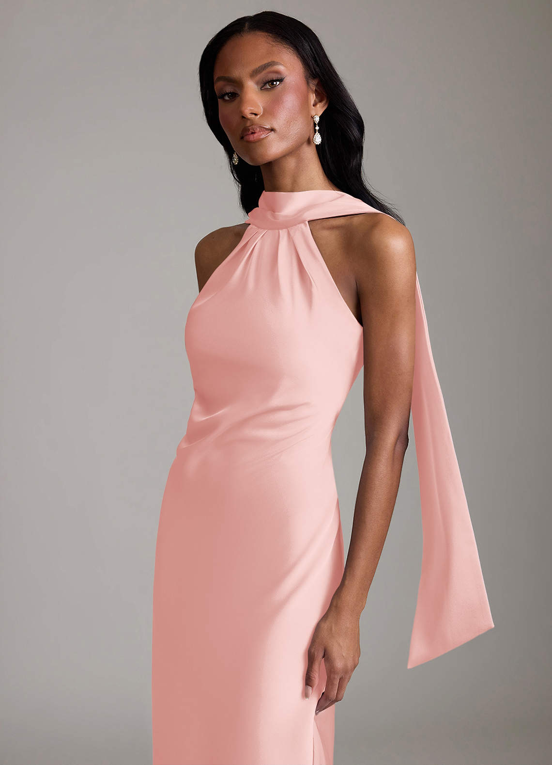 Azazie Cassiana Finale sale Jurk van Stretch Satijn met Zeemeermin Geplooid Sky Blue image2