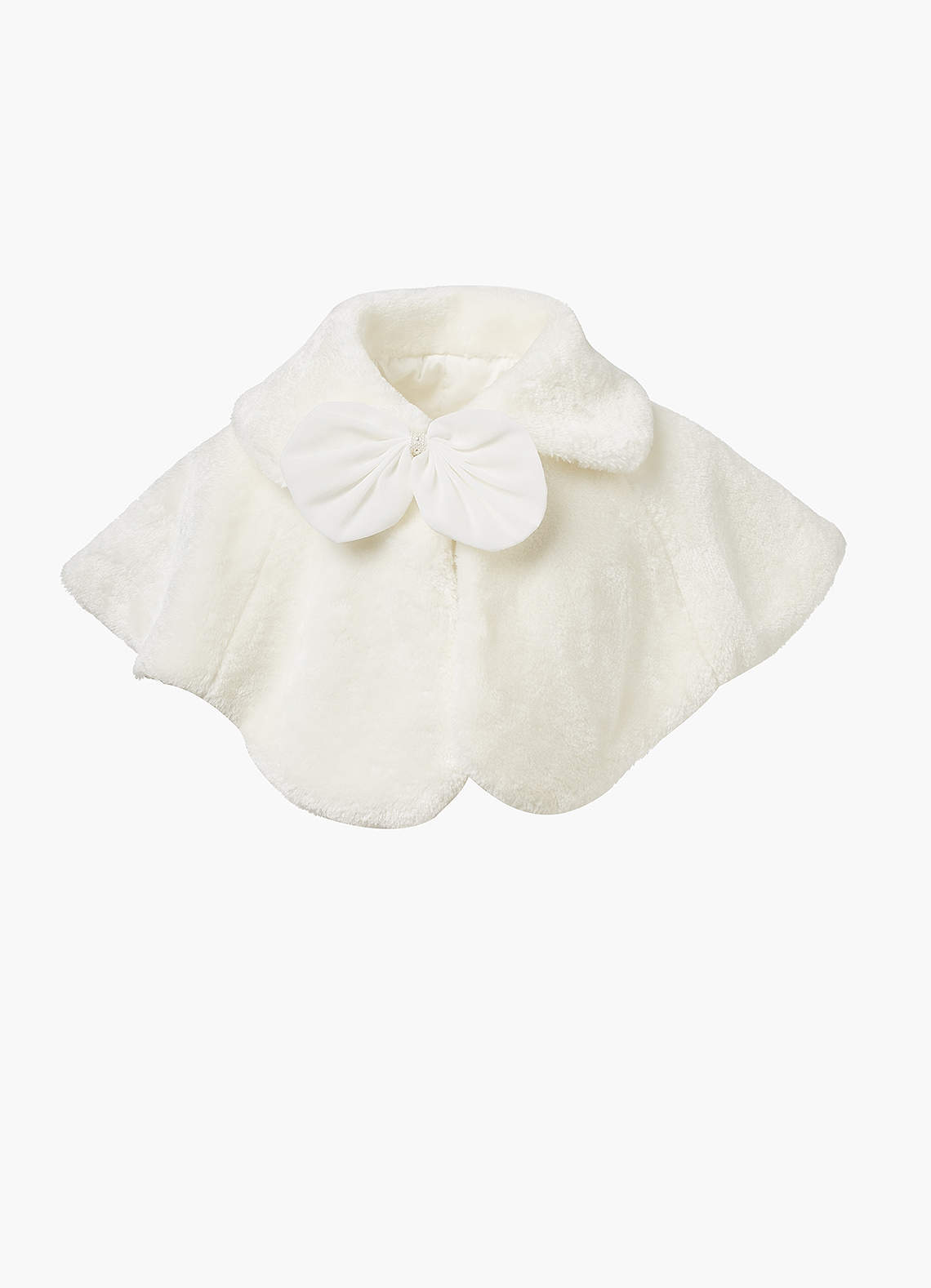 front Flower Girl Statement Bow Faux Fur Cape