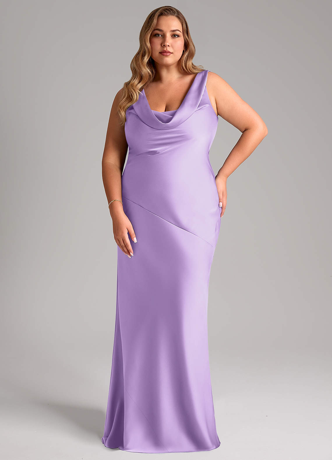 Azazie Rylina Bridesmaid Dresses Lilac Mermaid Stretch Satin Dress image1