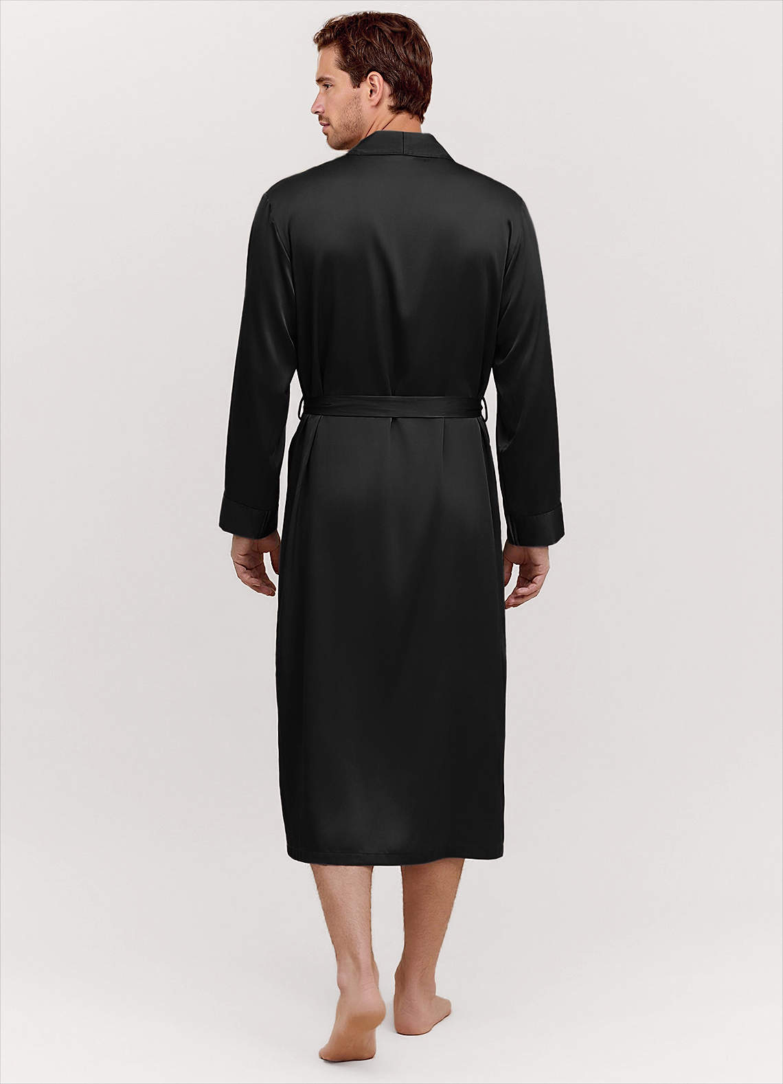 front Klassisk satinmorgonrock för män