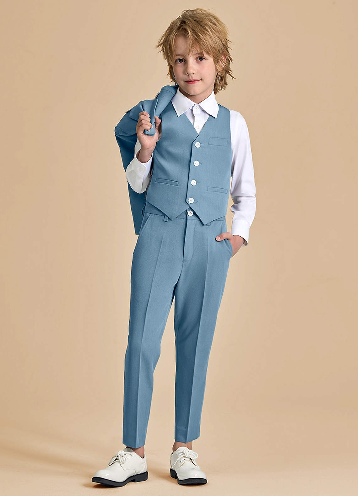 front Oliver Azul Claro Chaleco para niños