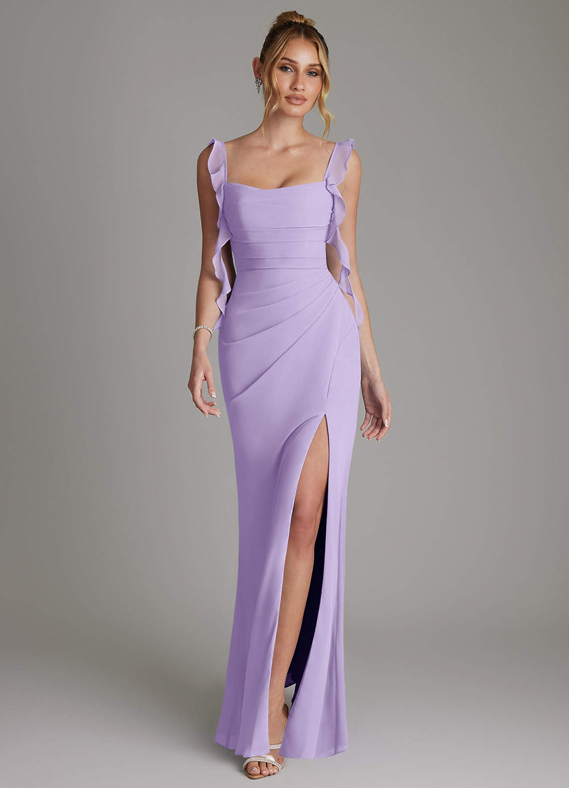 lilac lace bridesmaid dresses Azazie Jessamine Chiffon We're all about little weighted drape Size:38UK - 48EU Web Collection: High Shine 24
