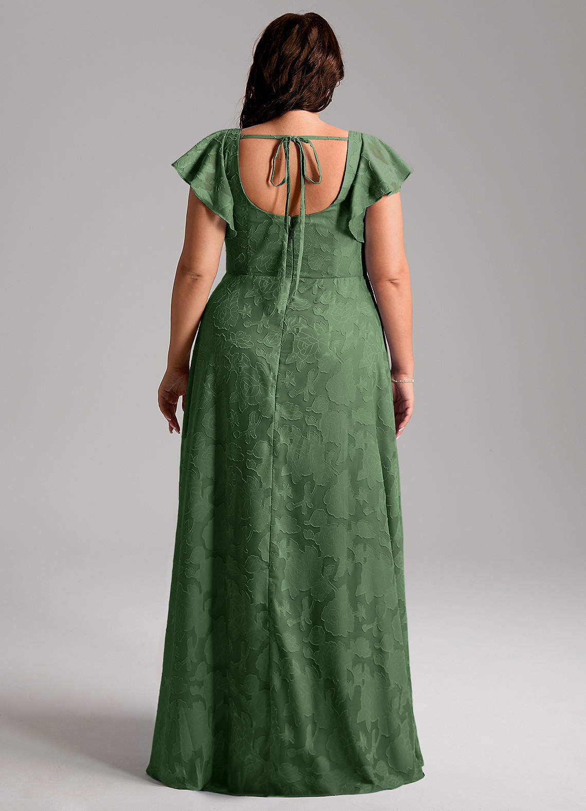 Azazie Bondi 신부 들러리 드레스 A라인 사이드 슬릿 플로럴 번아웃 바닥 길이 드레스 image7