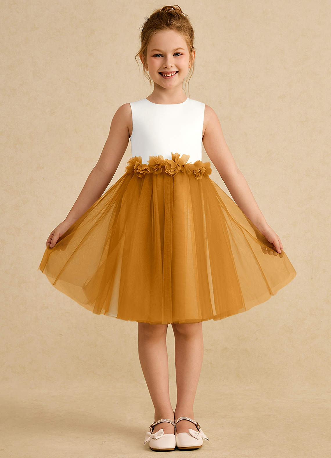 Azazie Louisa Flower Girl Klänningar Klänning A-Line i Tyll Ärmlös image1