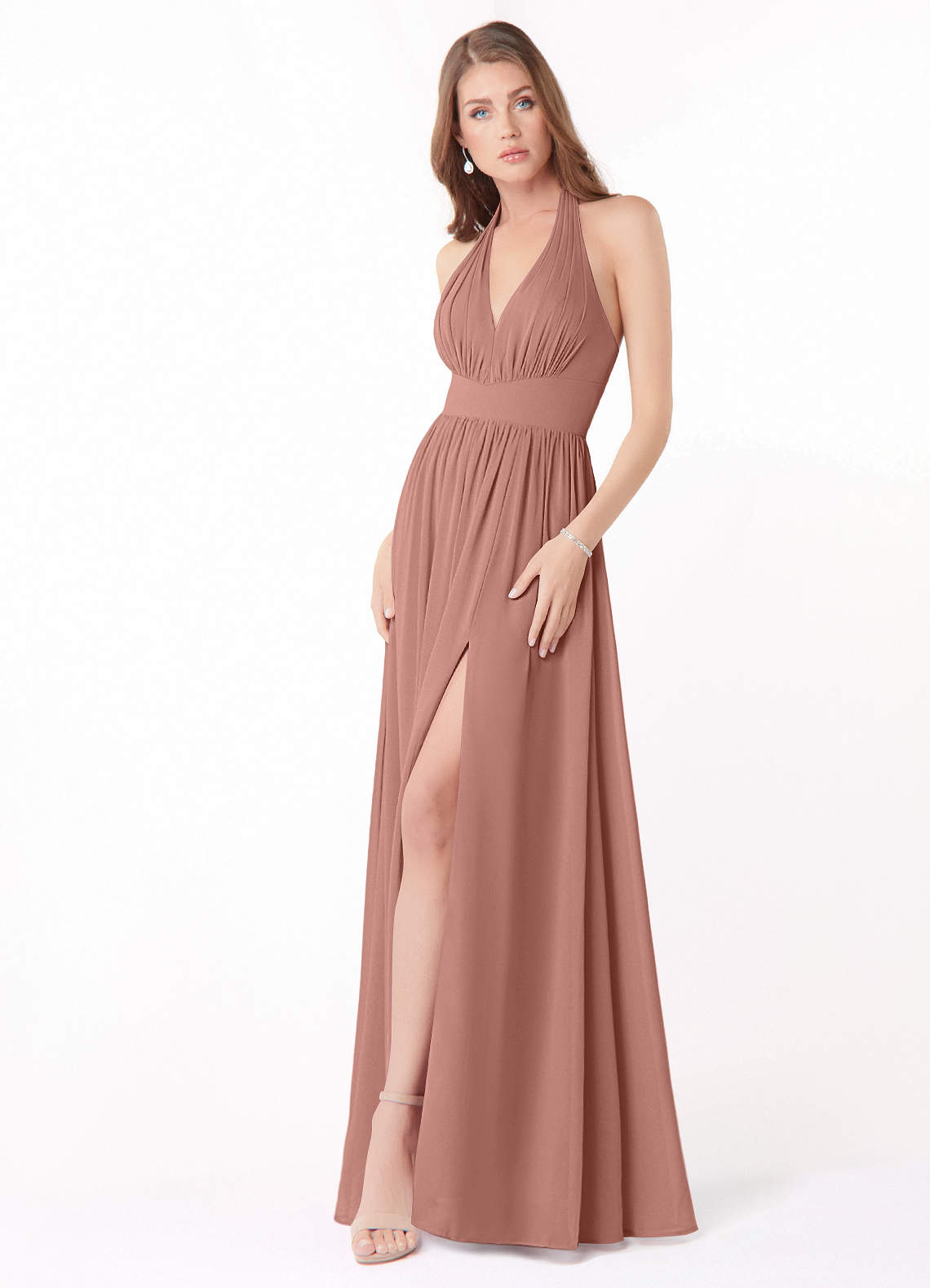 Azazie Gianni Bridesmaid Dresses Cedar Rose A-Line Pleated Chiffon Dress image1