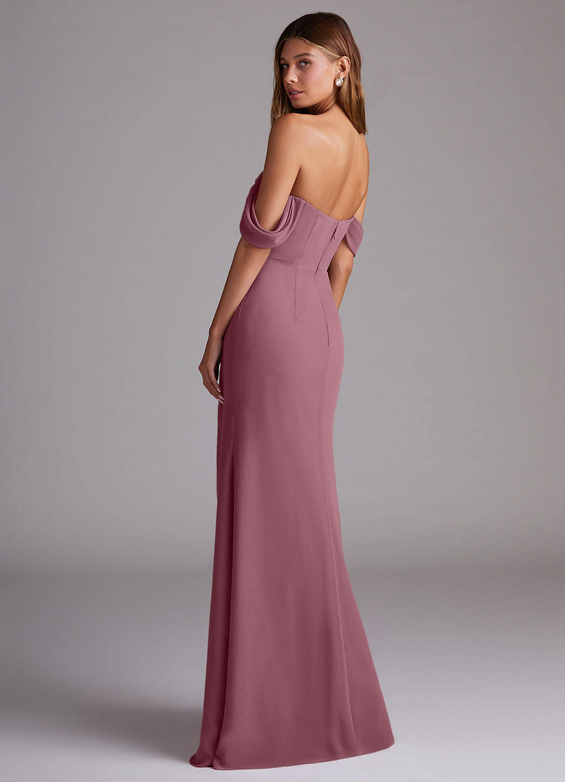 off the shoulder mauve bridesmaid dresses A-Line Floor Length Off Shoulder Lilac Bridesmaid Dress COCOMELODY CB0616 main image 0