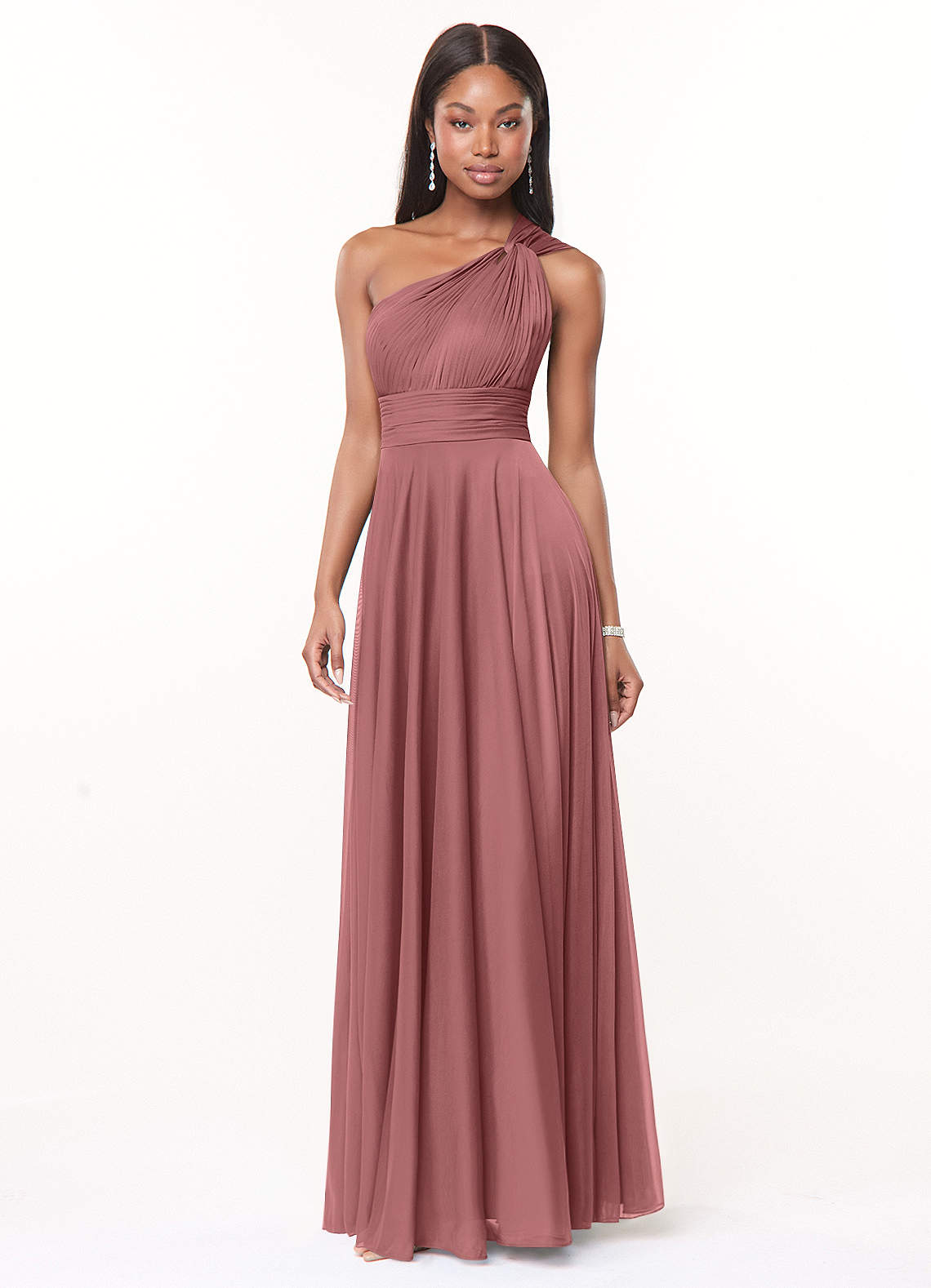 Azazie Charlize Desert Rose Mesh Bridesmaid Dresses | Azazie
