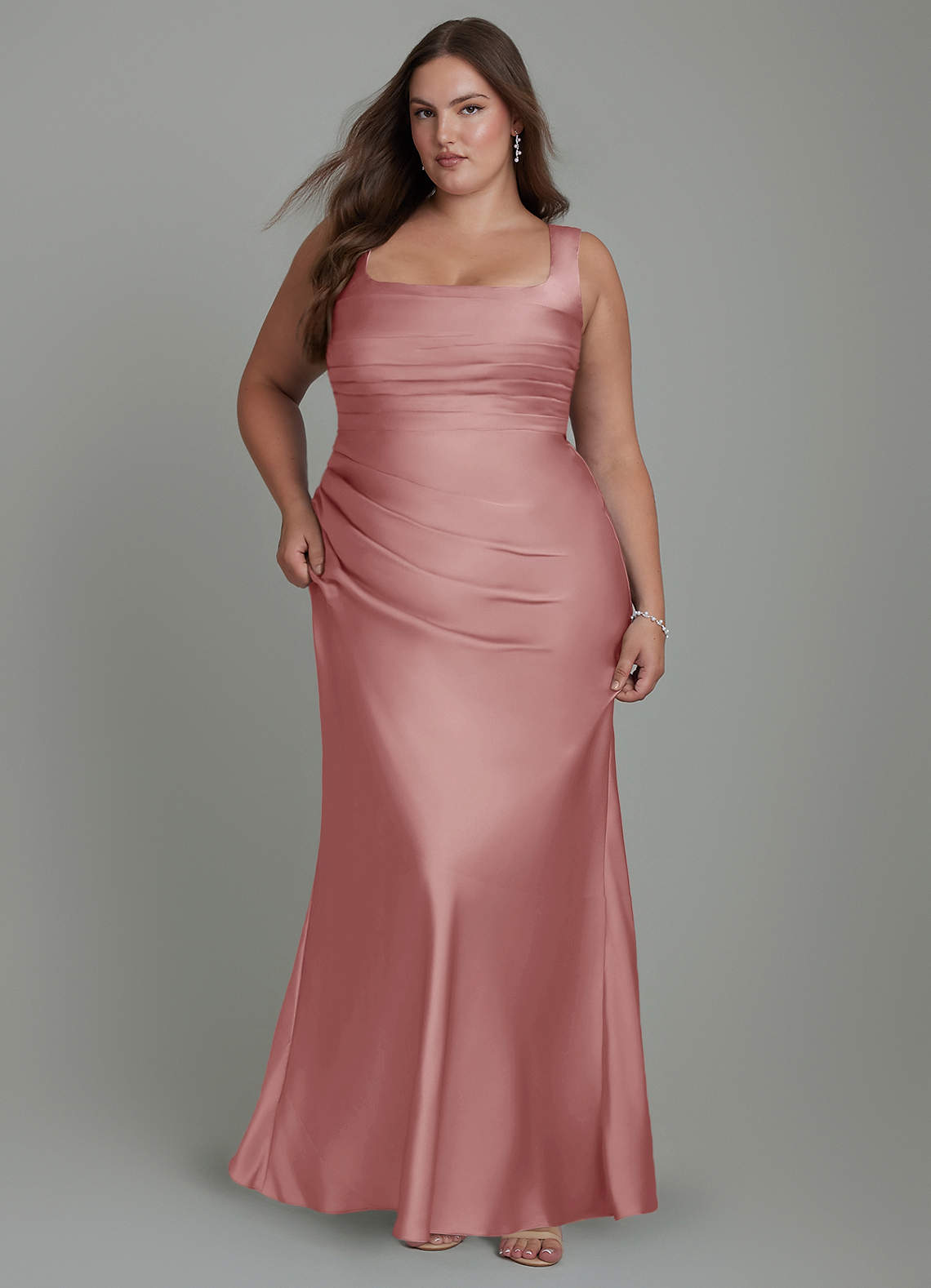 Azazie Agustina Bridesmaid Dresses Dusty Rose Mermaid Corset Stretch Satin Dress image8
