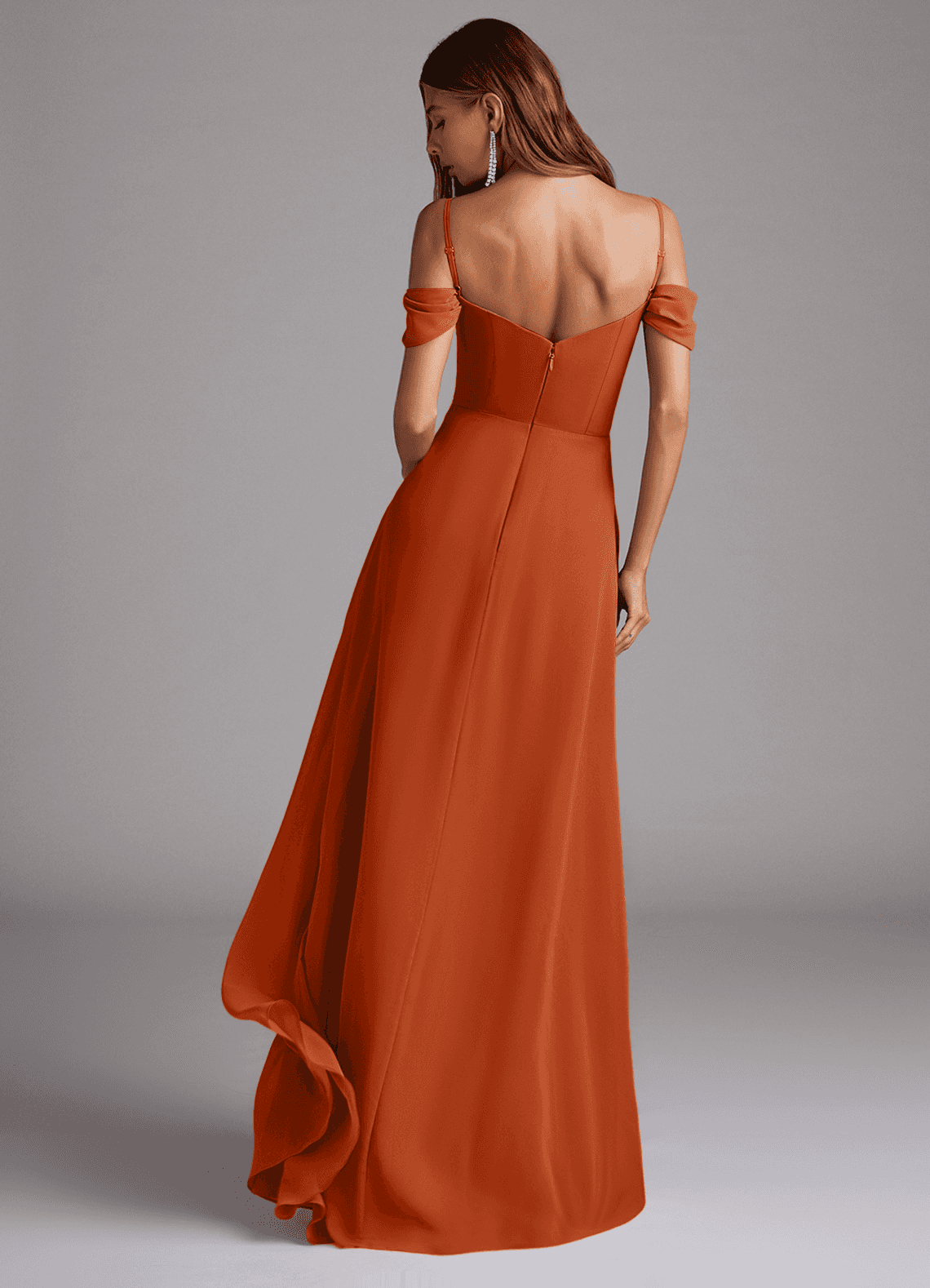 chiffon burnt orange bridesmaid dresses Boho Chiffon Burnt Orange Bridesmaid Dresses With Sleeves Lisposa