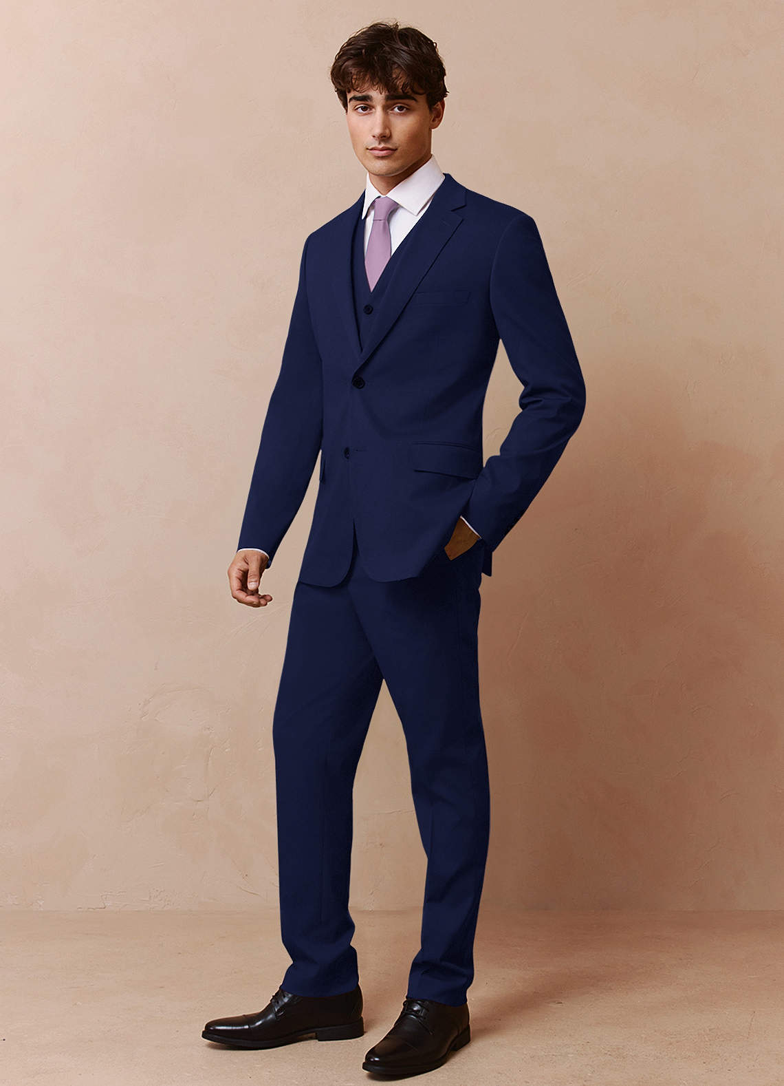 front Savile Blue Wool Blend 3-Piece Suit
