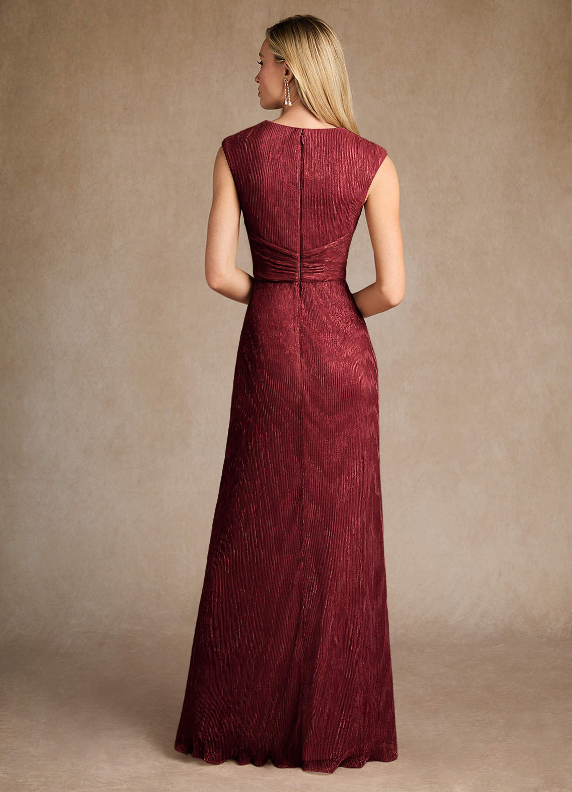 Azazie Salem Mother of the Bride Dresses Ruby A-Line Pleated Metallic Mesh Dress image2