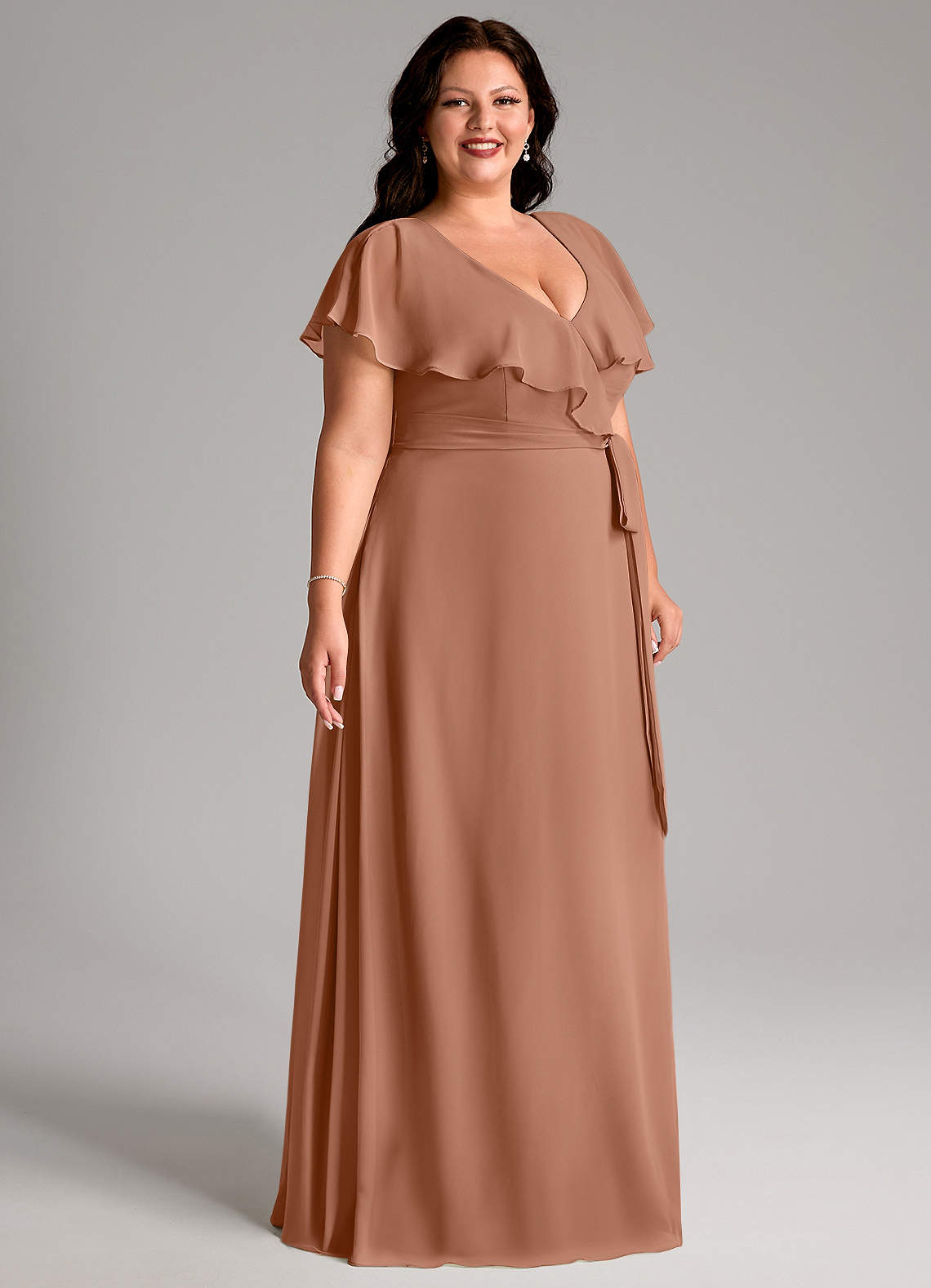 plus size bridesmaid dresses under 100 dollars Ever-Pretty Shop Chiffon A-Line Short Sleeves with Bowknot High Slit Bridesmaid Dress main image 1