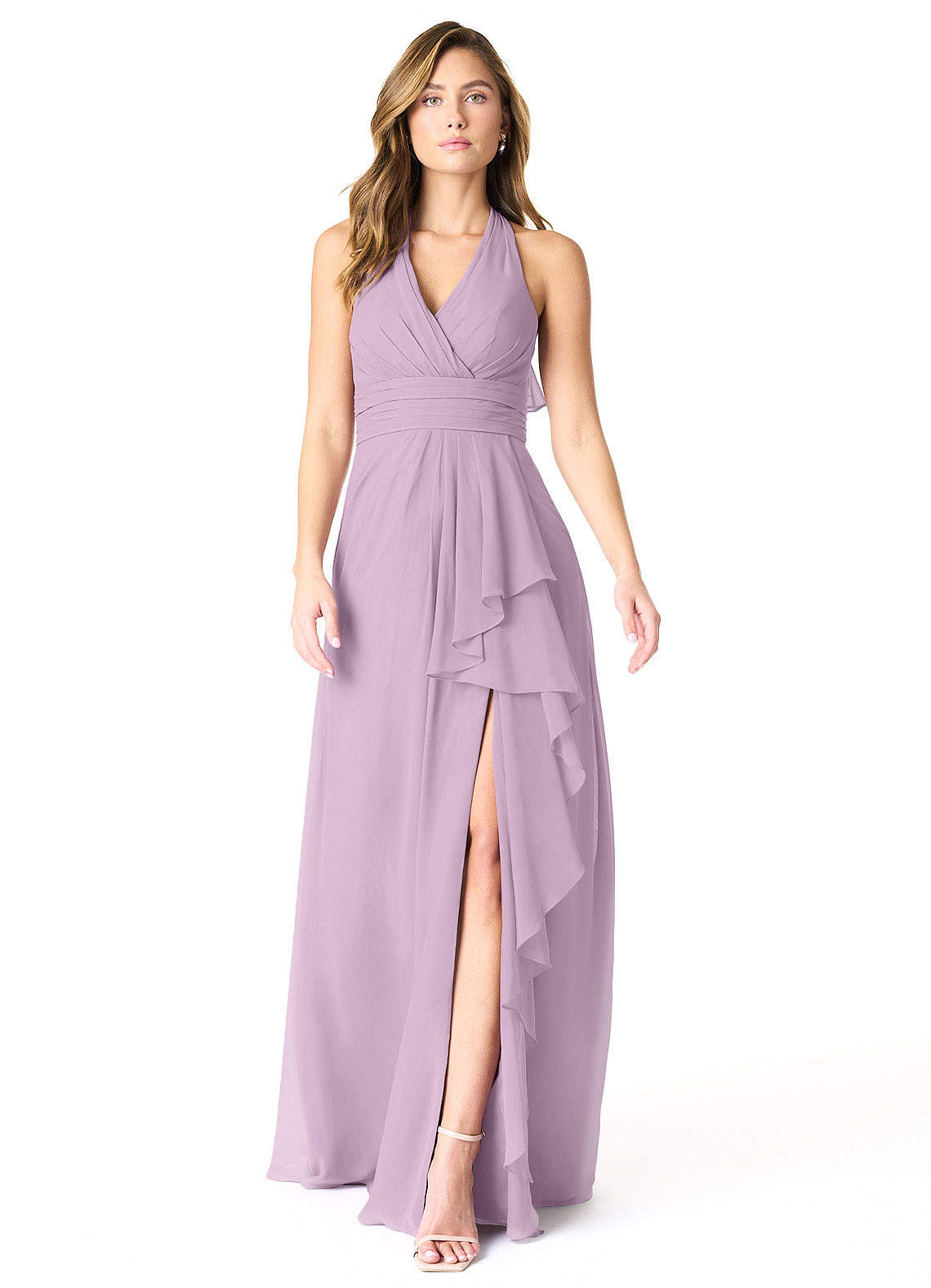 Azazie Aviv Bridesmaid Dresses Wisteria A-Line Pleated Chiffon Dress image1