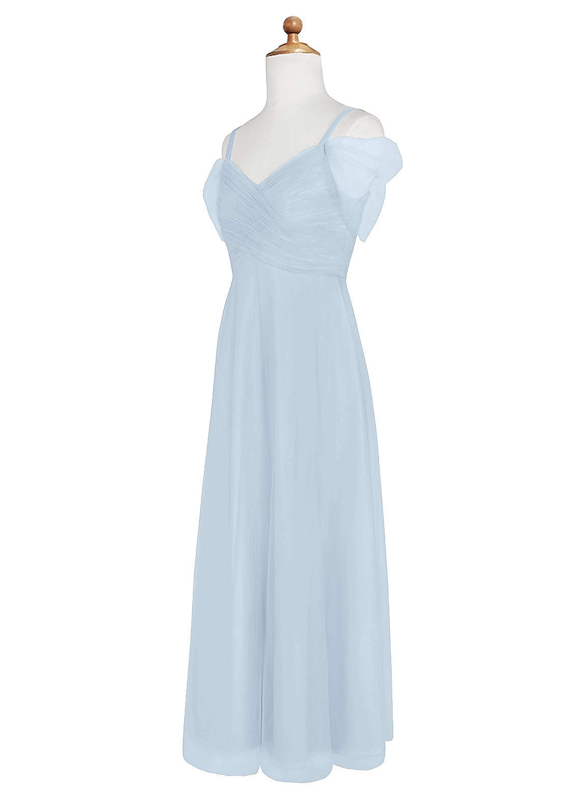 Azazie Jeyne A-Line Off the Shoulder Tulle Floor-Length Junior Bridesmaid Dress image1
