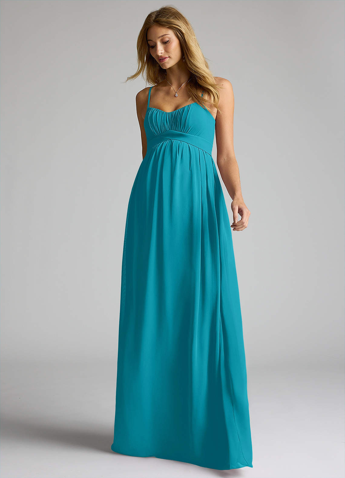 Azazie Llana Maternity Bridesmaid Dresses A-Line Chiffon Floor-Length Dress image2