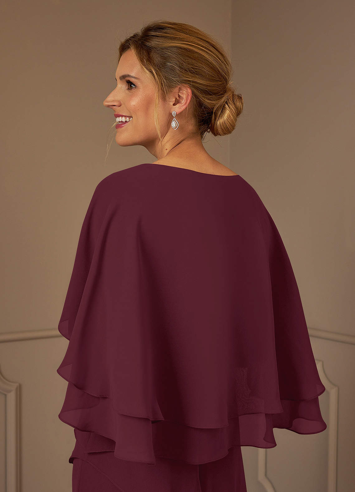 Azazie OHara Klänningar till brudens mor Klä A-Line i Chiffong V-ringad Cabernet image6