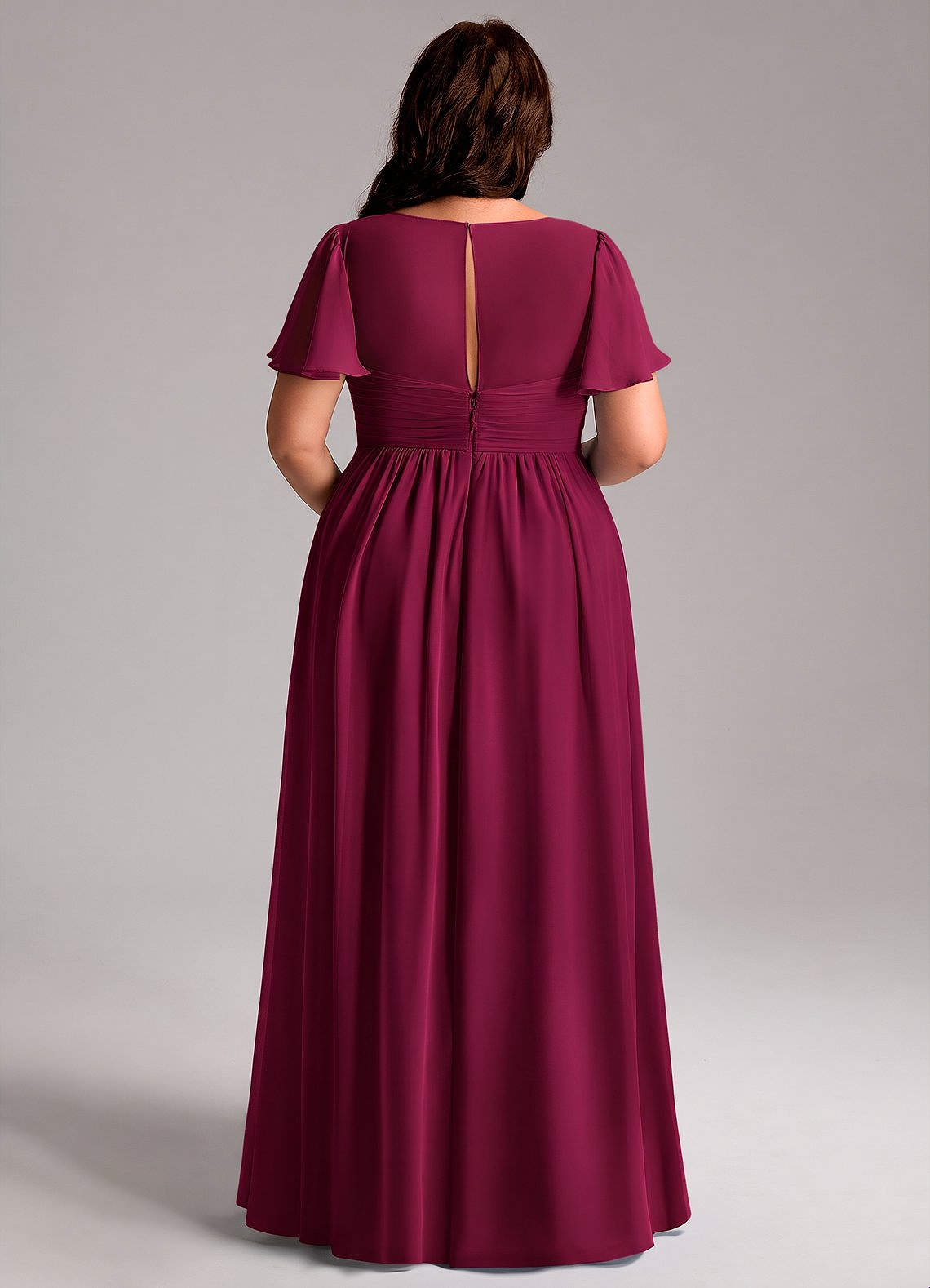 Azazie Verna Maternity Bridesmaid Dresses A-Line V-Neck Ruched Chiffon Floor-Length Dress image11