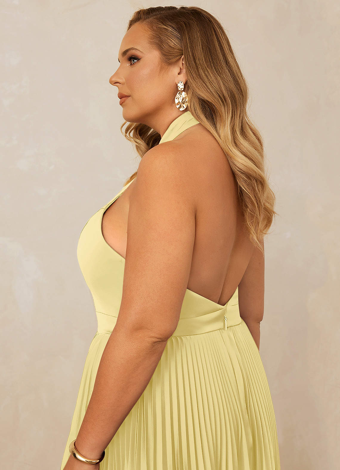 Christian Siriano Bridal for Azazie 1007 Bridesmaid Dresses Lemon Sorbet A-Line Pleated Stretch Satin Dress image8