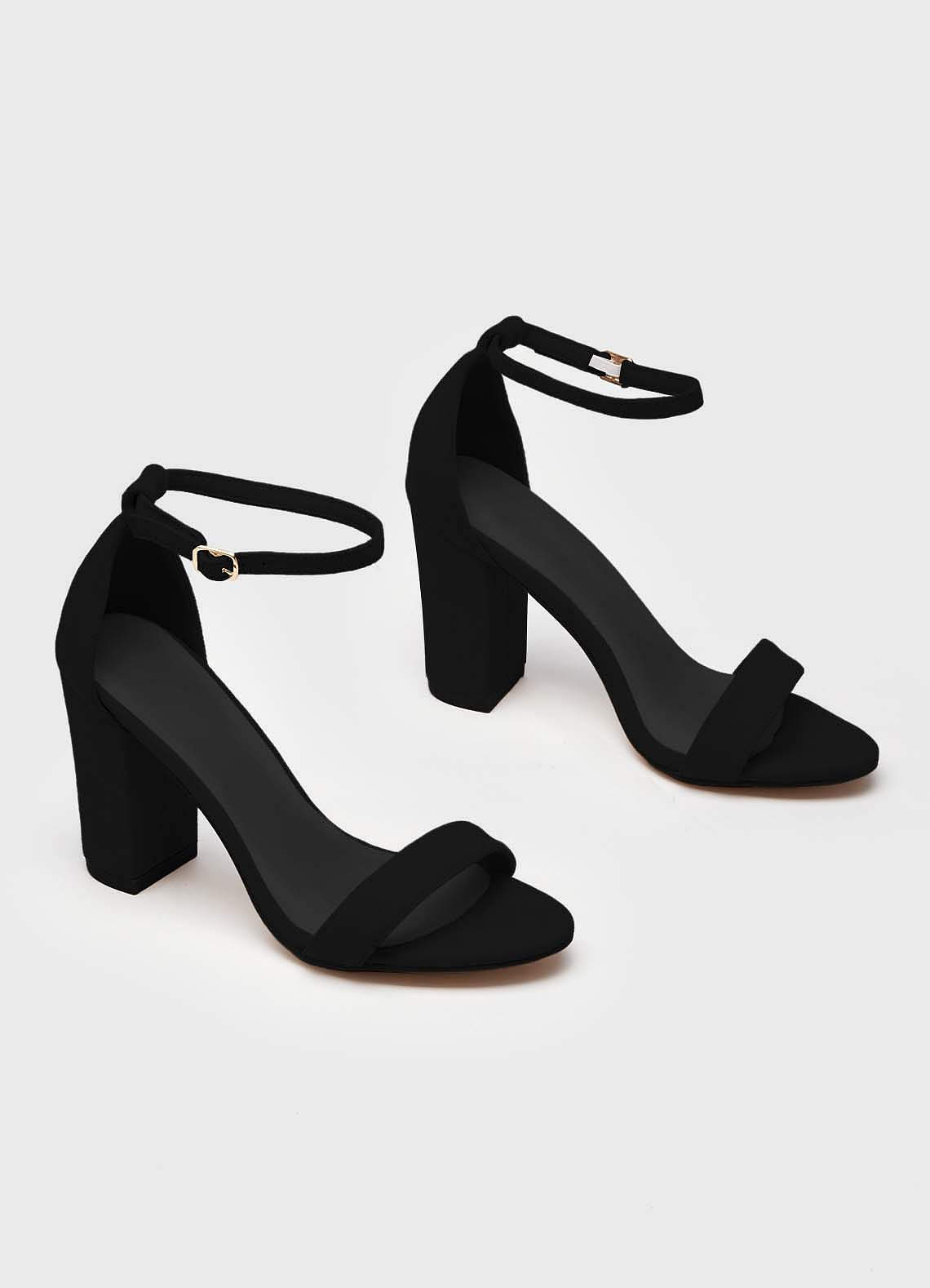 front Simple Ankle Strap Block Heel Sandals