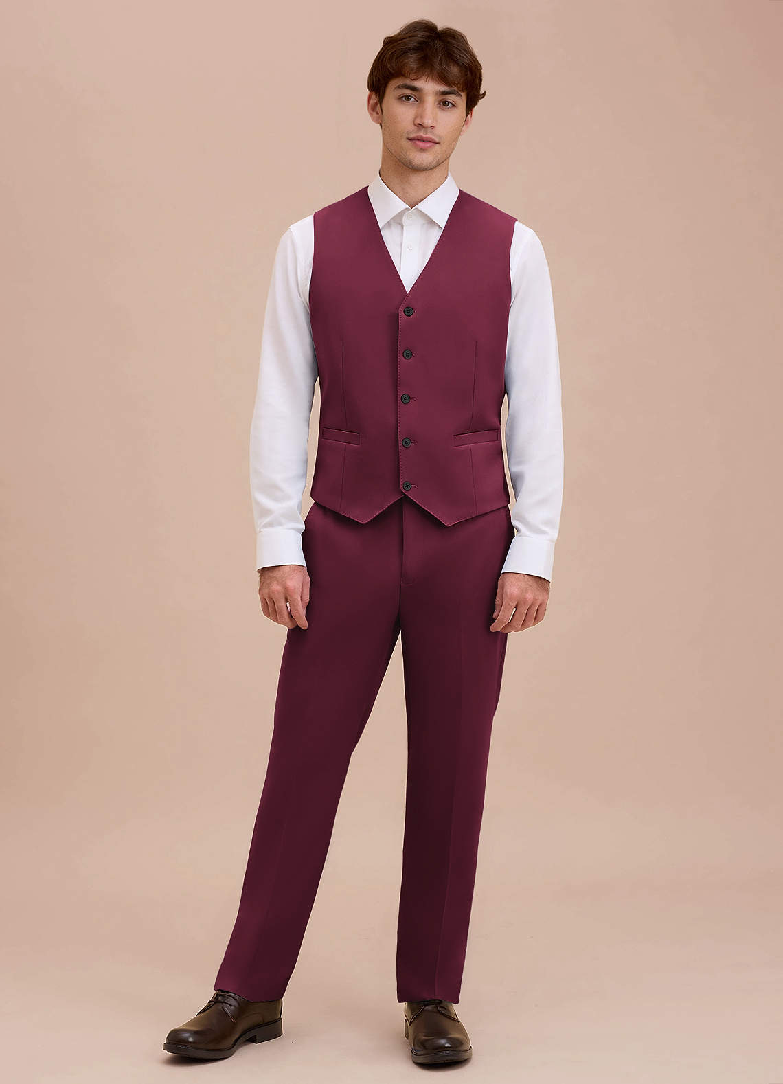 front Ethan Burgundy Refined Weave Suit Vest