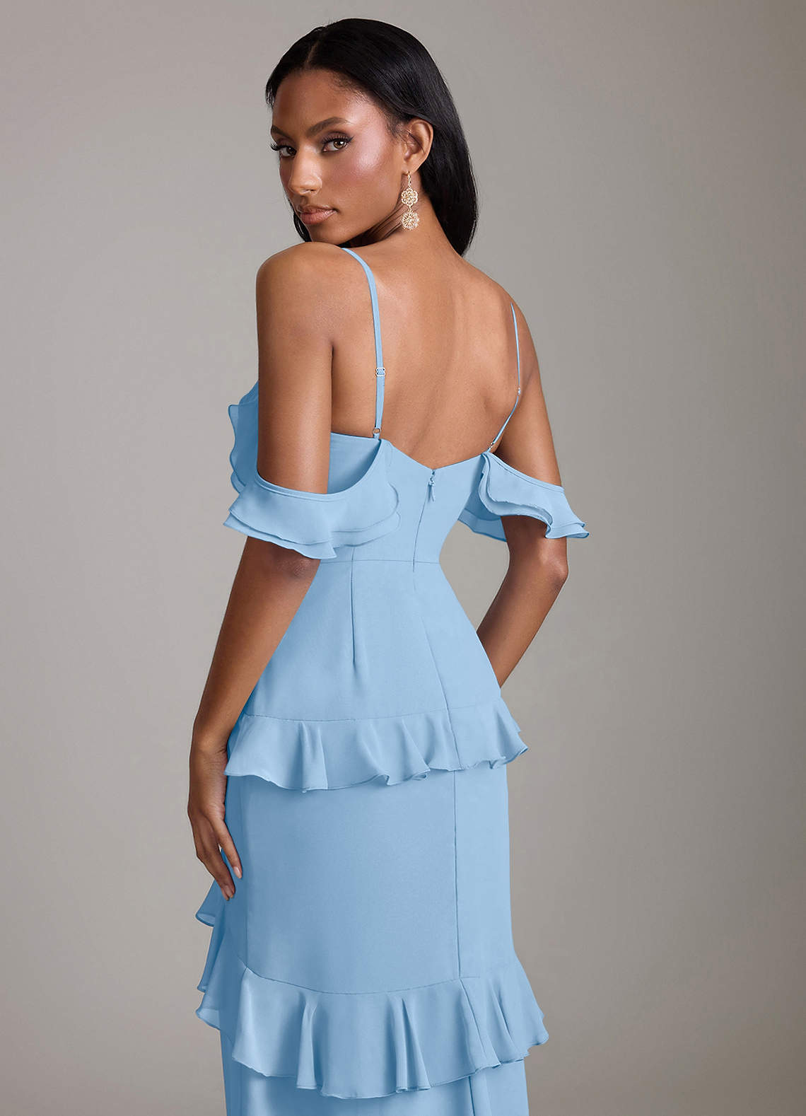 Azazie Chayla Ready to Ship Powder Blue Chiffon Bridesmaid Dresses