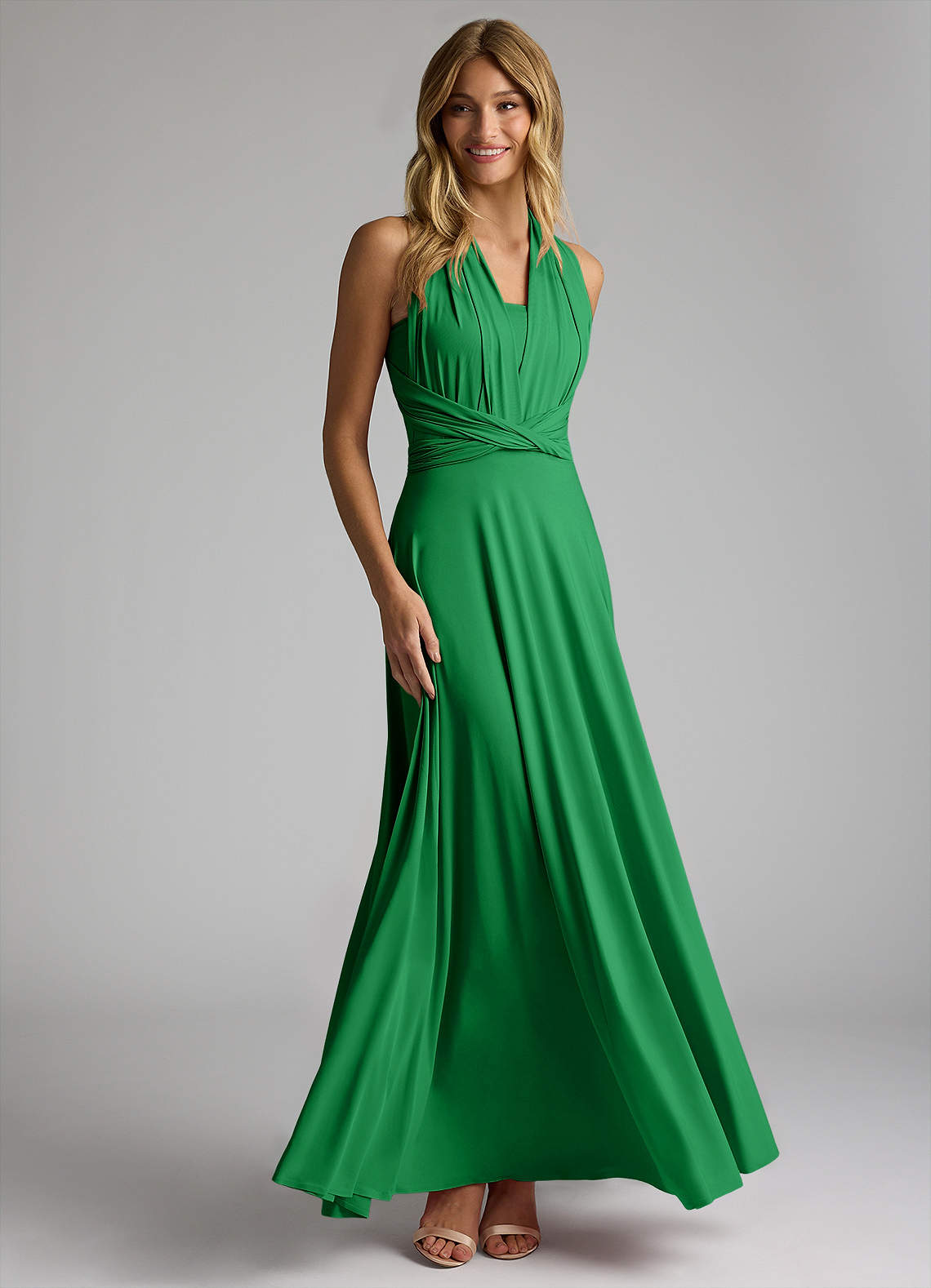 Azazie Infinity Jersey Wrap A-Line Dress Kelly Green Bridesmaid Dresses |  Azazie