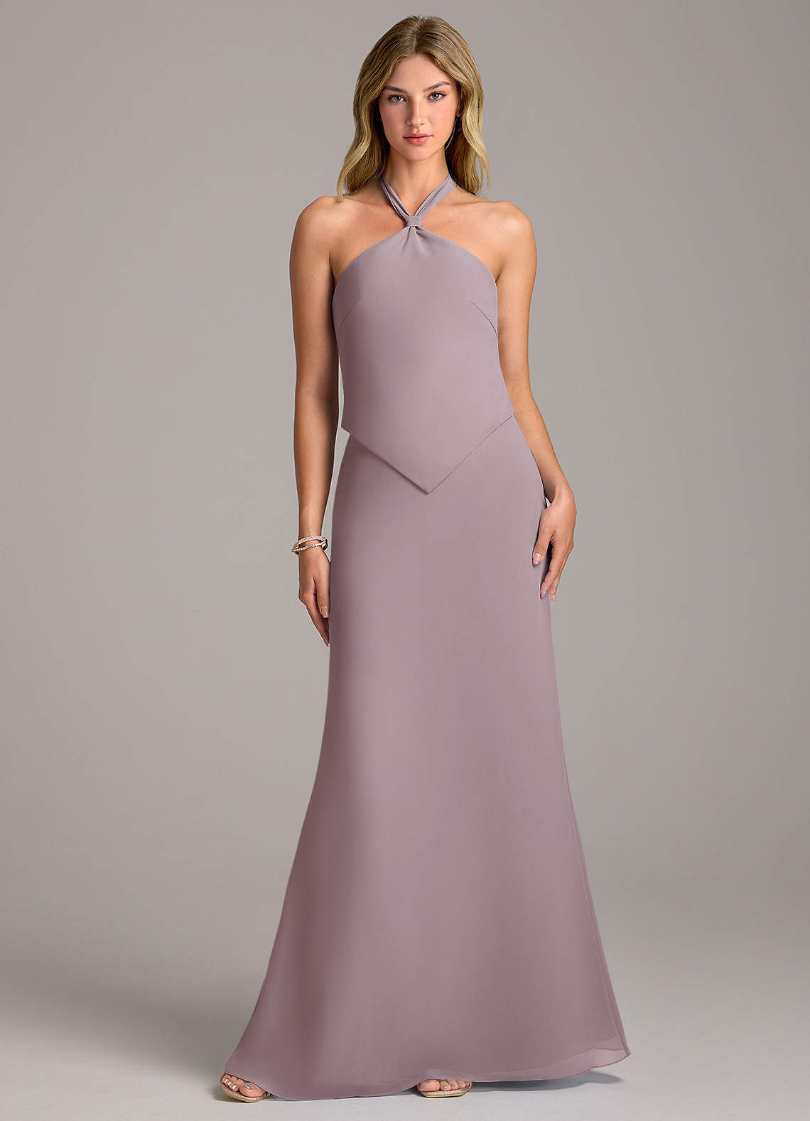 Azazie Keisha Bridesmaid Dresses Dusk Sheath Chiffon Dress image1