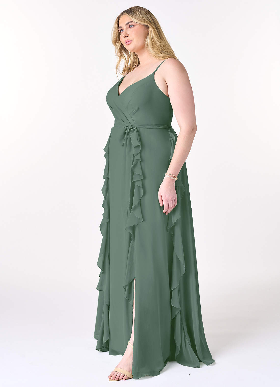 Azazie Peyton Eucalyptus Chiffon Bridesmaid Dresses | Azazie