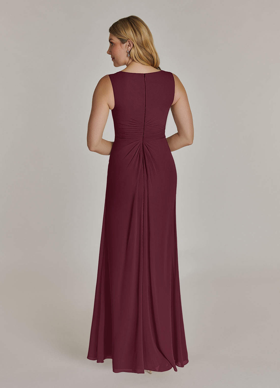Azazie Manuella Mother of the Bride Dresses Cabernet A-Line V-Neck Pleated Chiffon Dress image12