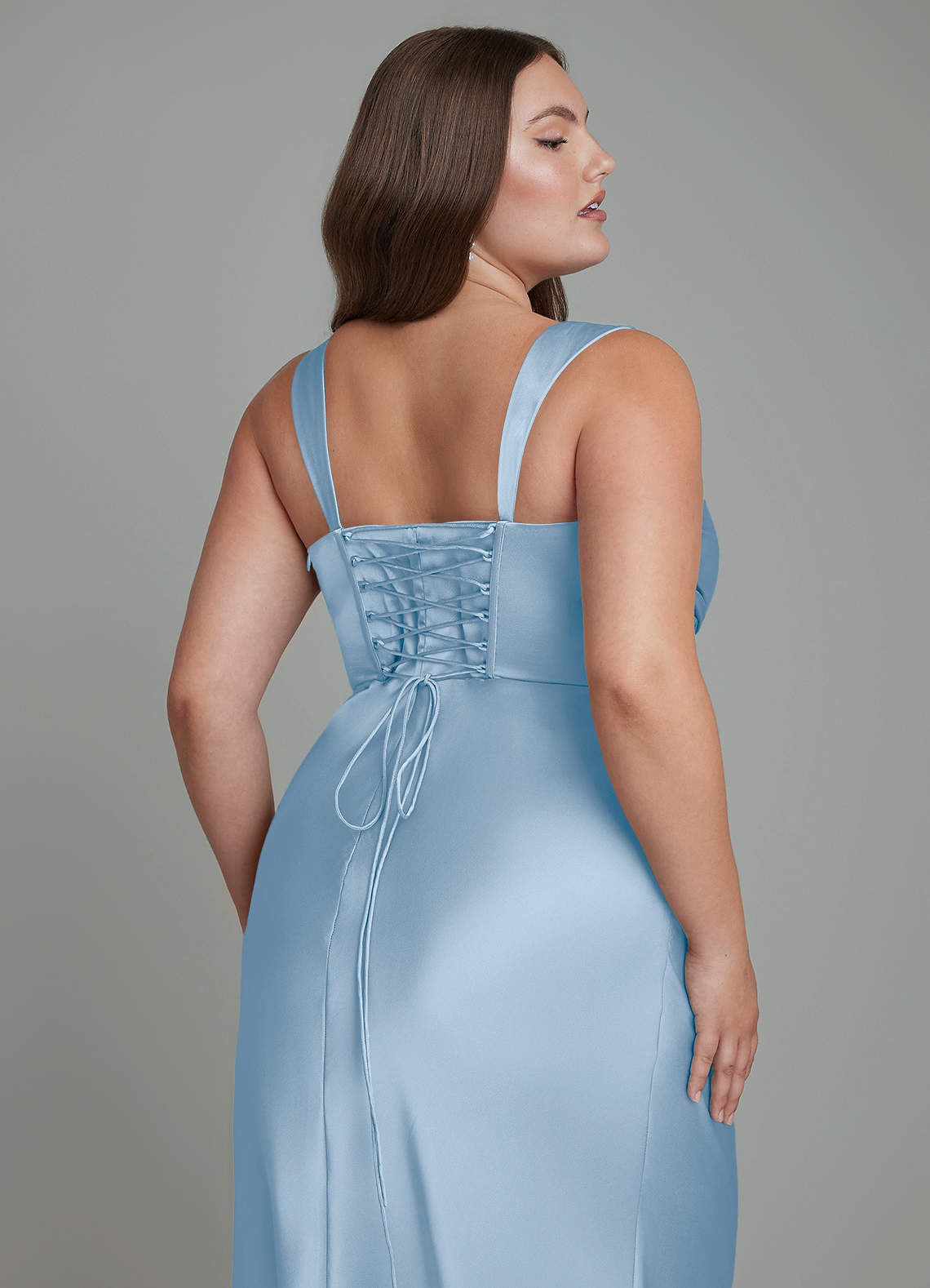 Azazie Agustina Bridesmaid Dresses Powder Blue Mermaid Corset Stretch Satin Dress image12