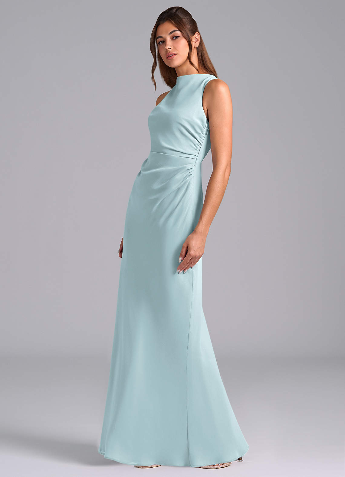 Azazie Evadne Bridesmaid Dresses Mist A-Line Pleated Chiffon Dress image1