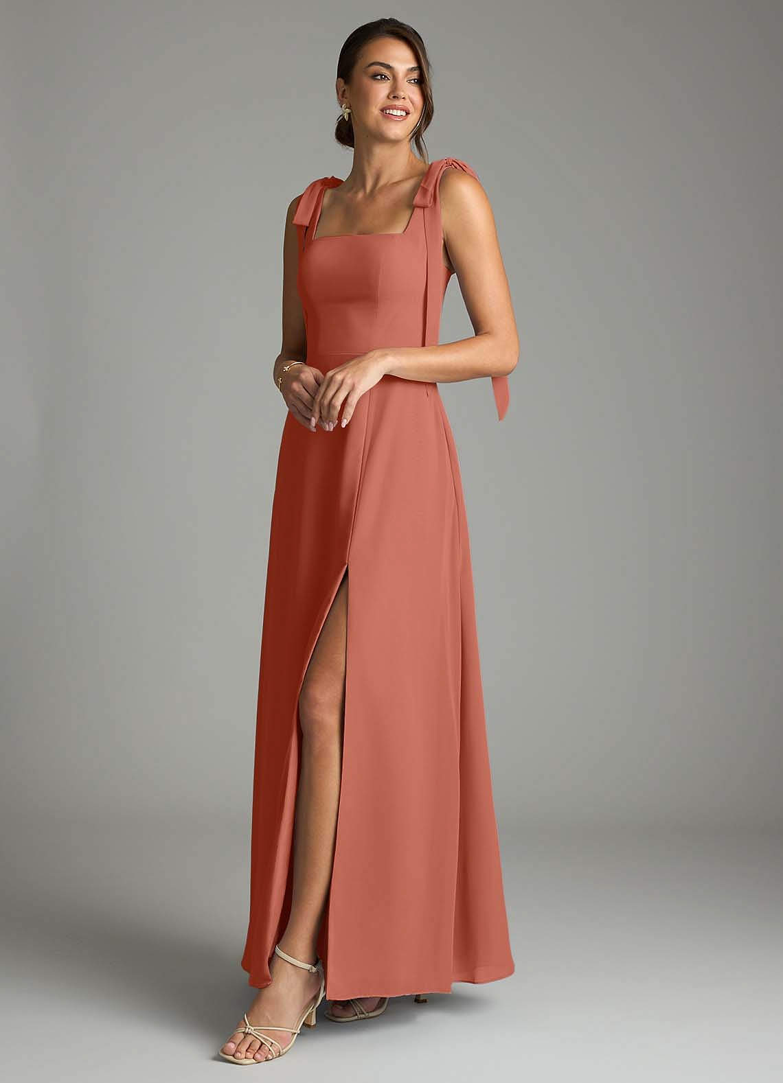 schaffers bridesmaid dresses Azazie Debra Clay Chiffon polished texture from the ships-now Women's Karen Kane Dresses Cut:petite