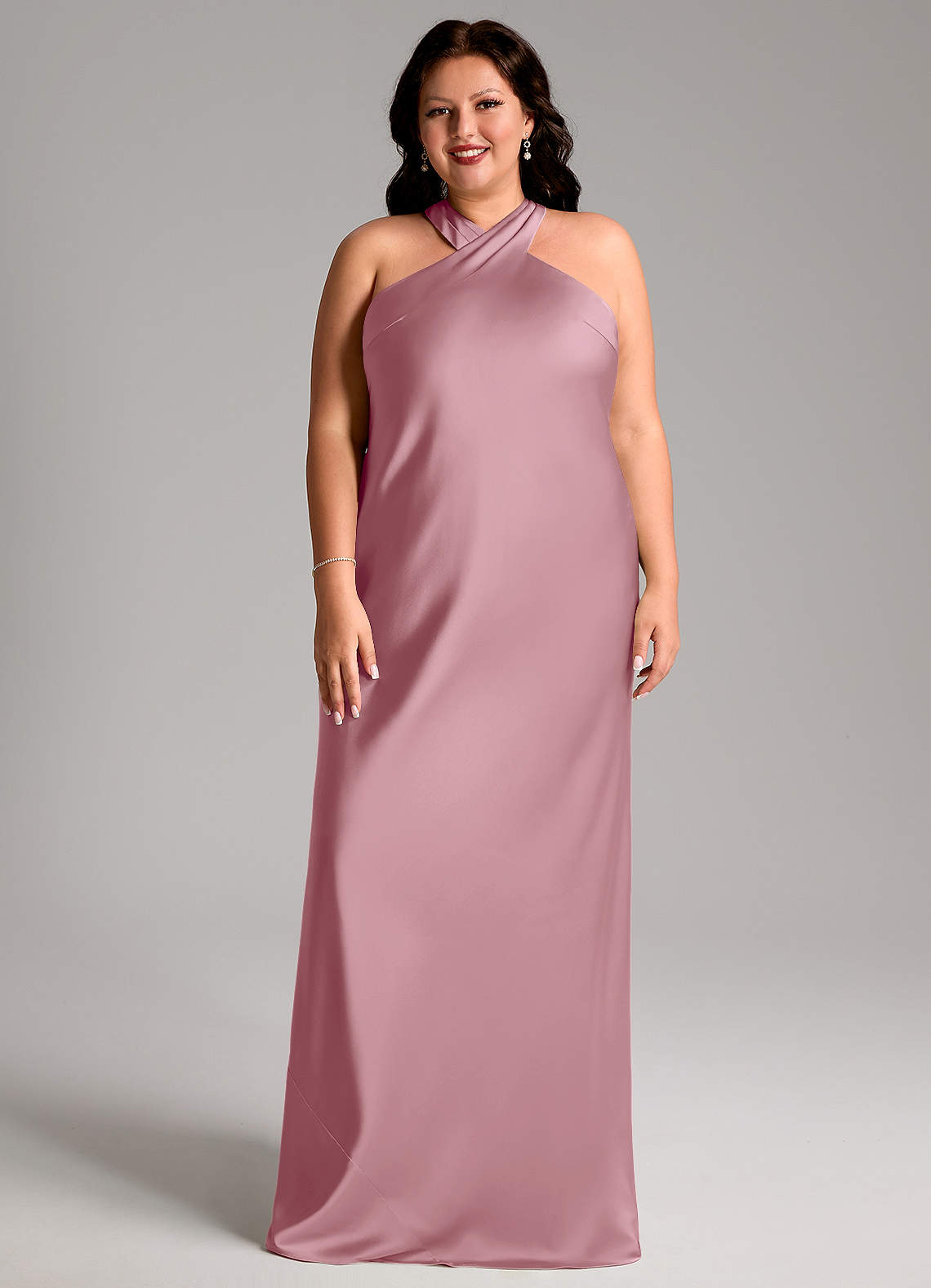 Azazie Doretta Bridesmaid Dresses Vintage Mauve Mermaid Pleated Stretch Satin Dress image1