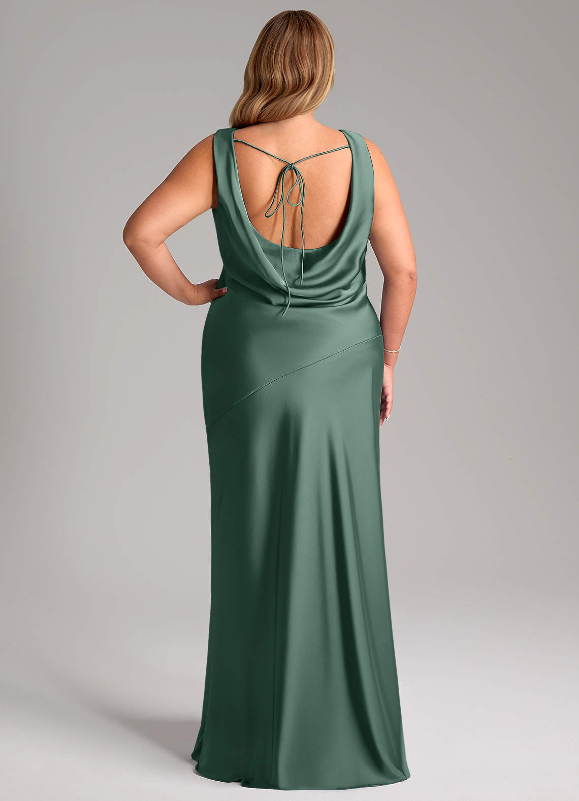 Azazie Rylina Bridesmaid Dresses Eucalyptus Mermaid Stretch Satin Dress image7