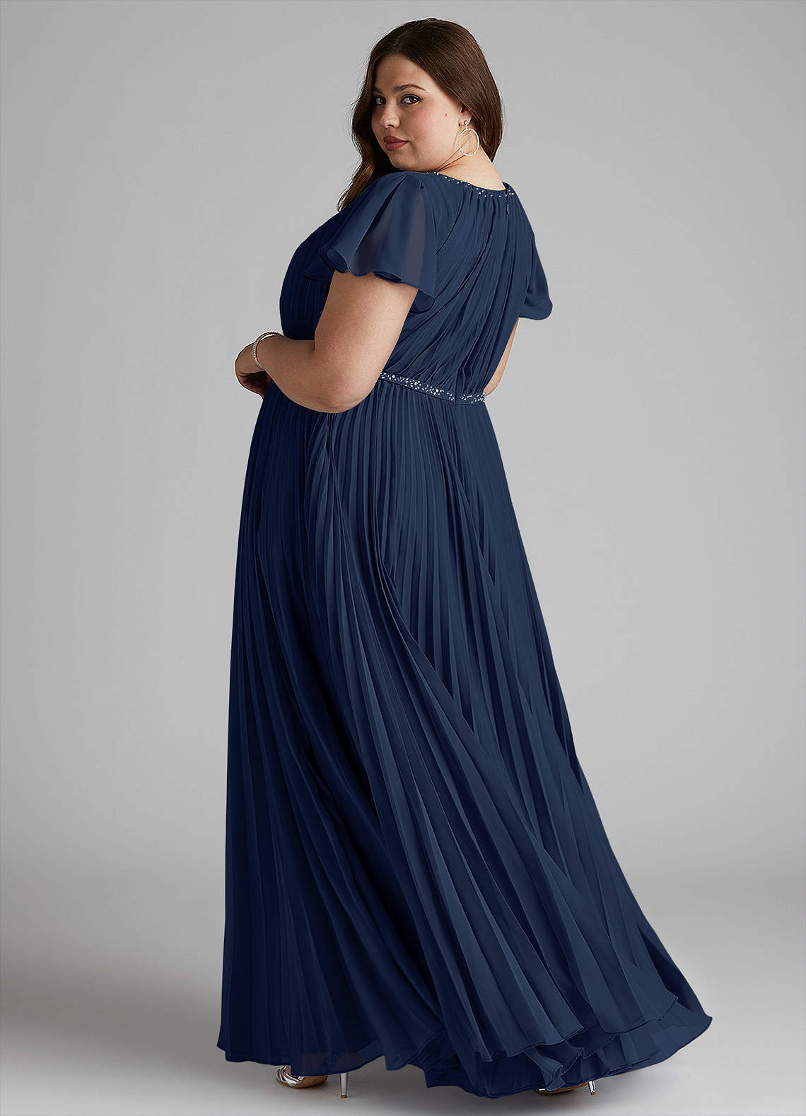 Azazie Kara Modest Bridesmaid Dresses A-Line Pleated Chiffon Floor-Length Dress image10