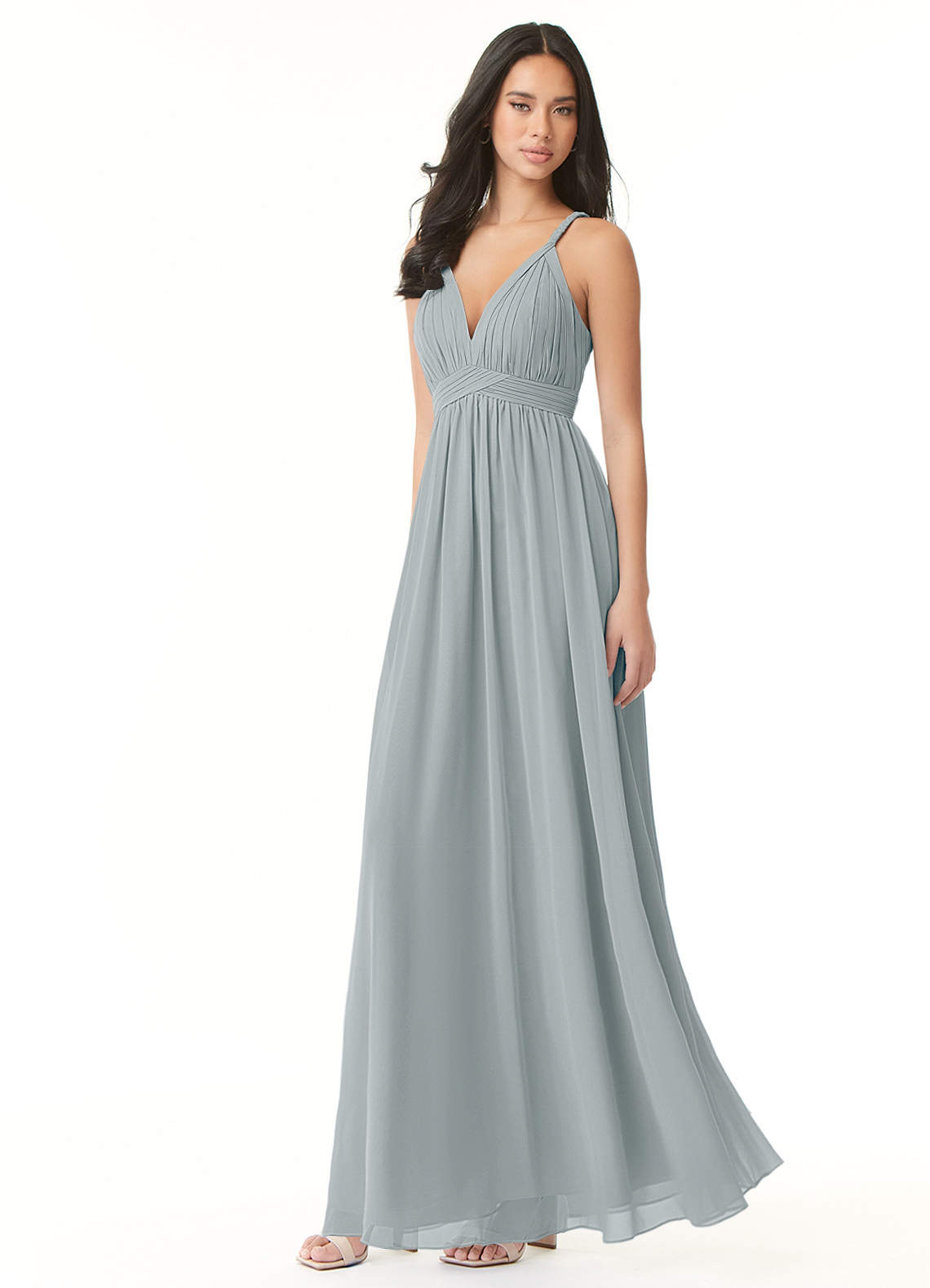Azazie Rowena Bridesmaid Dresses A-Line Pleated Chiffon Floor-Length Dress image1