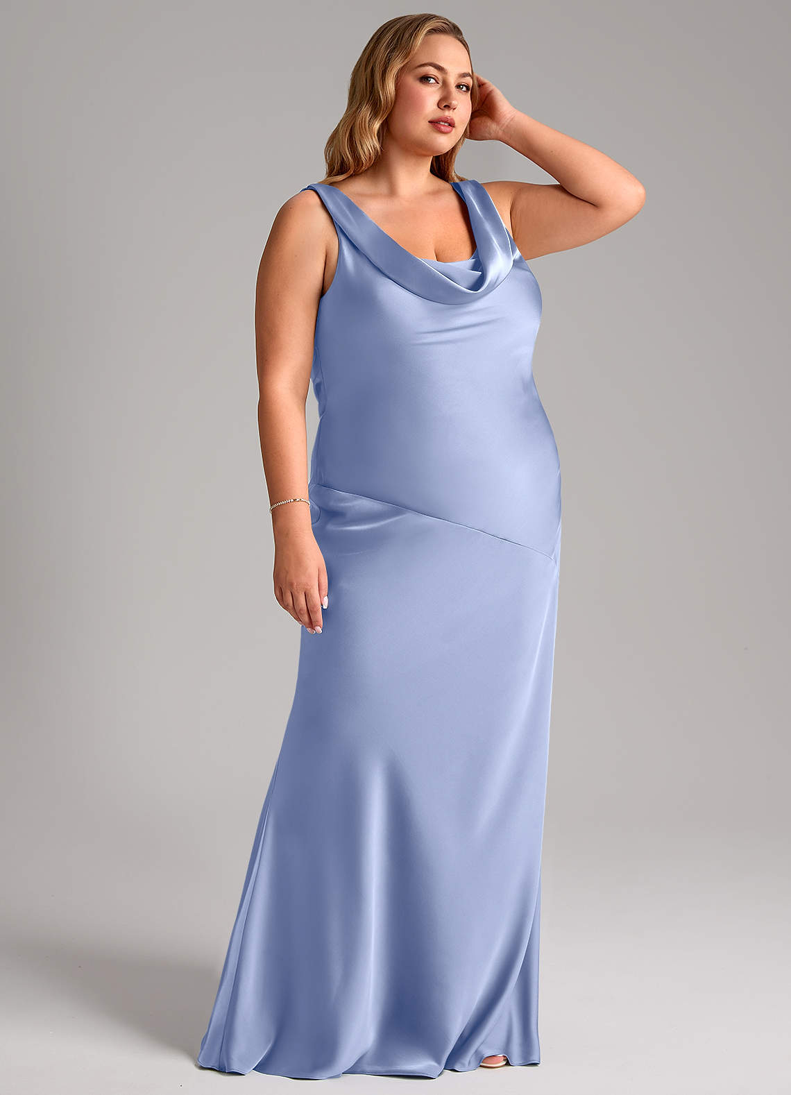 Azazie Rylina Bridesmaid Dresses Ice Mermaid Stretch Satin Dress image9