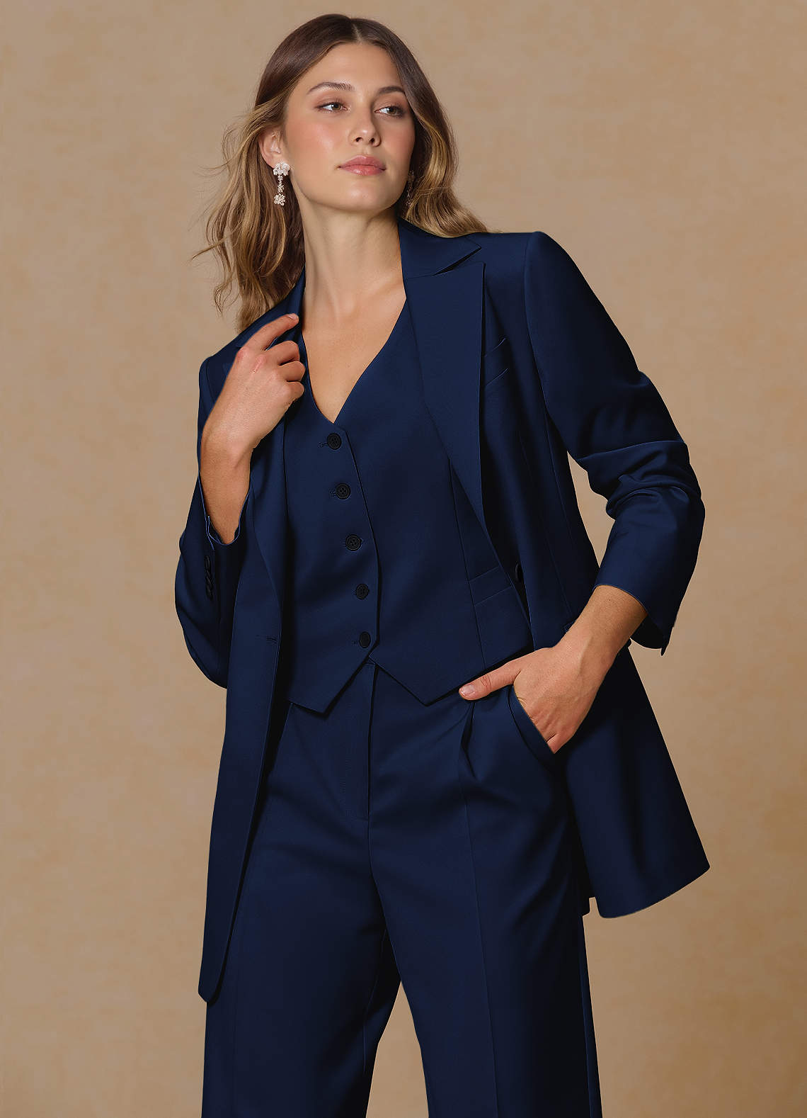 front Rowan Blue Refined Weave Performance blazer