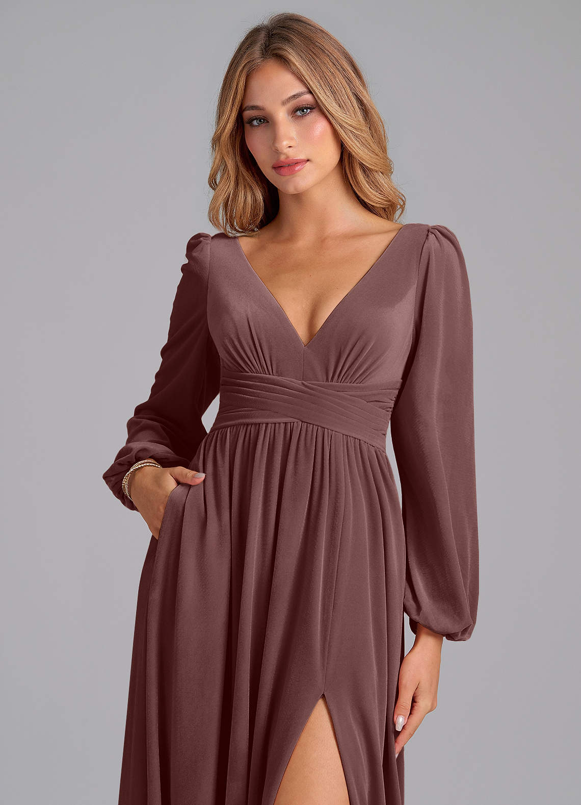 Azazie Norah Ready to Ship Espresso Velvet Bridesmaid Dresses | Azazie
