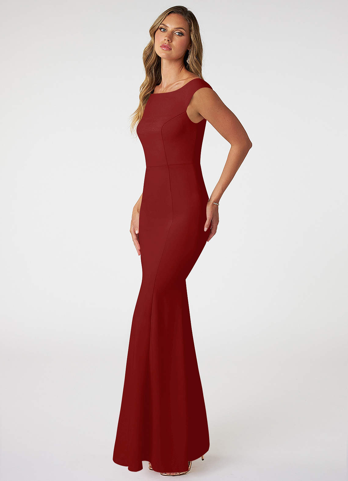 Azazie Nicolina Ready to Ship Terracotta Stretch Crepe Bridesmaid Dresses |  Azazie