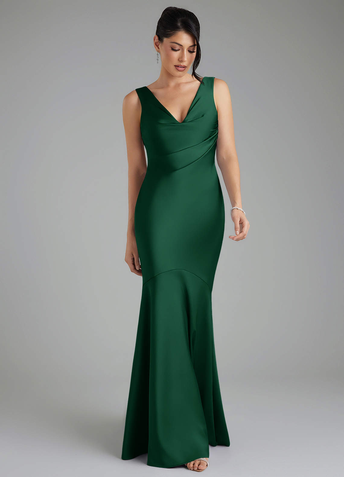 monica green dress Azazie Satin dress
