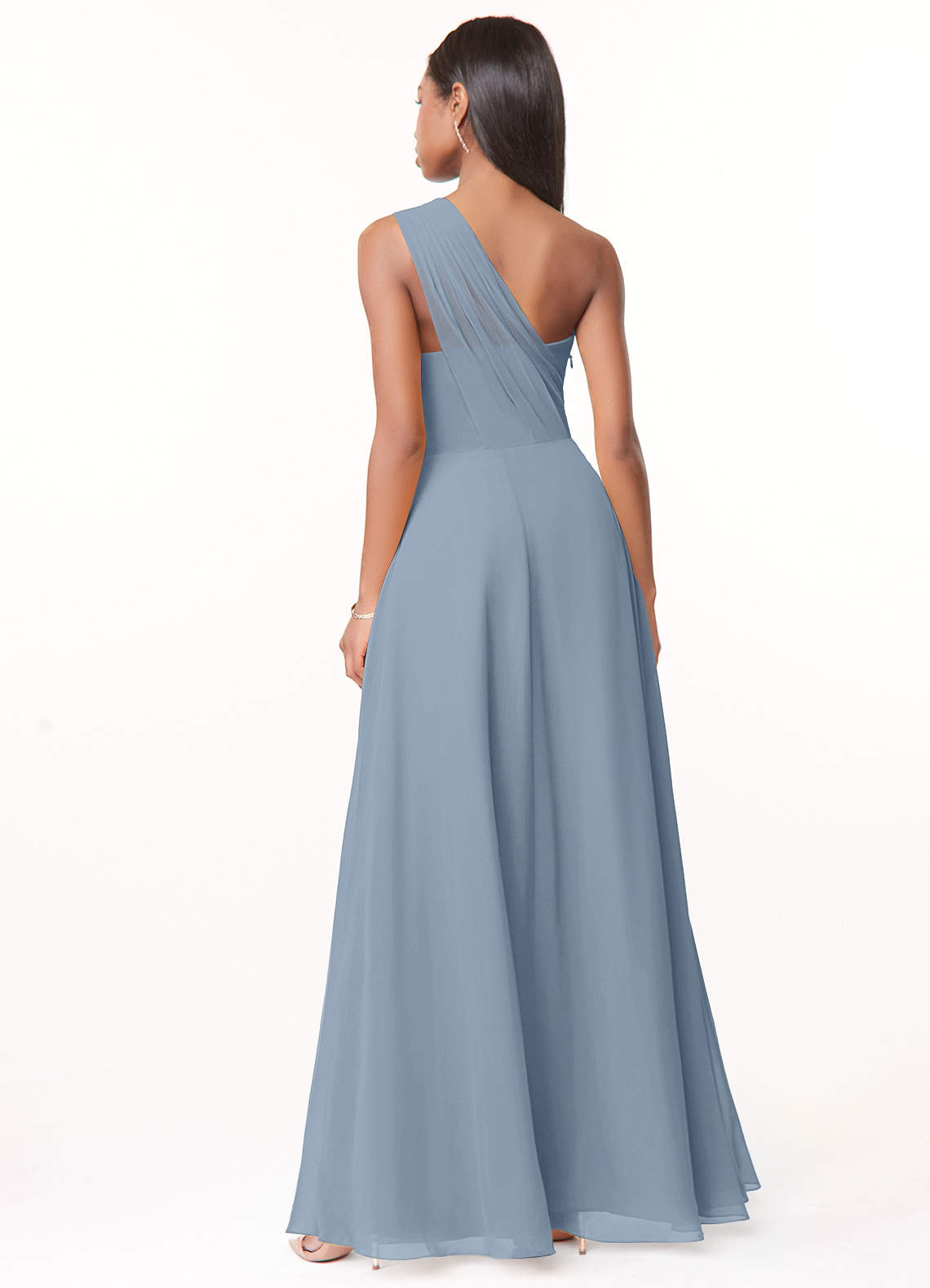 Azazie Ashley Bridesmaid Dresses A-Line Ruched Chiffon Floor-Length Dress image1